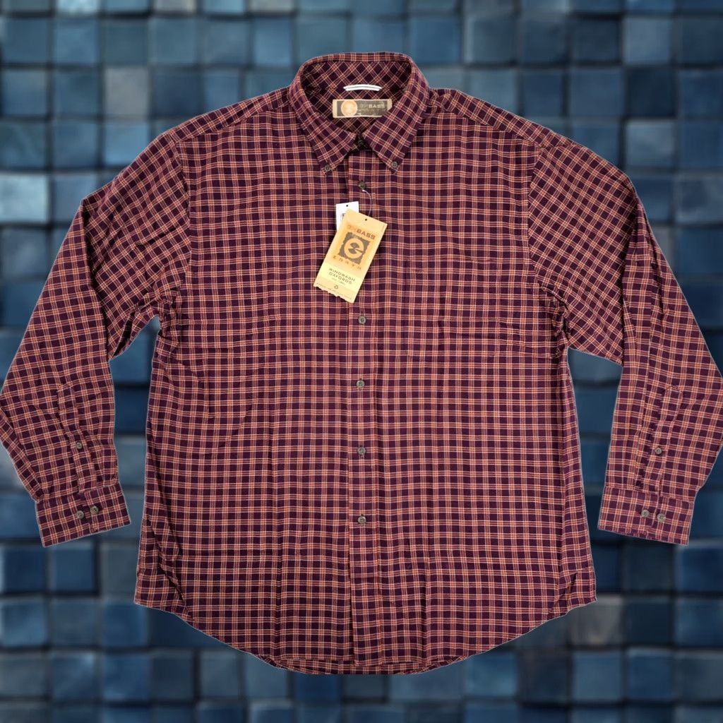 Vintage GH Bass Earth Wash Oxford Cotton Flannel Shirt Men L Burgundy Orange NWT Windwash Oxford Plaid Button-Down Size US L / EU 52-54 / 3 - 1 Thumbnail