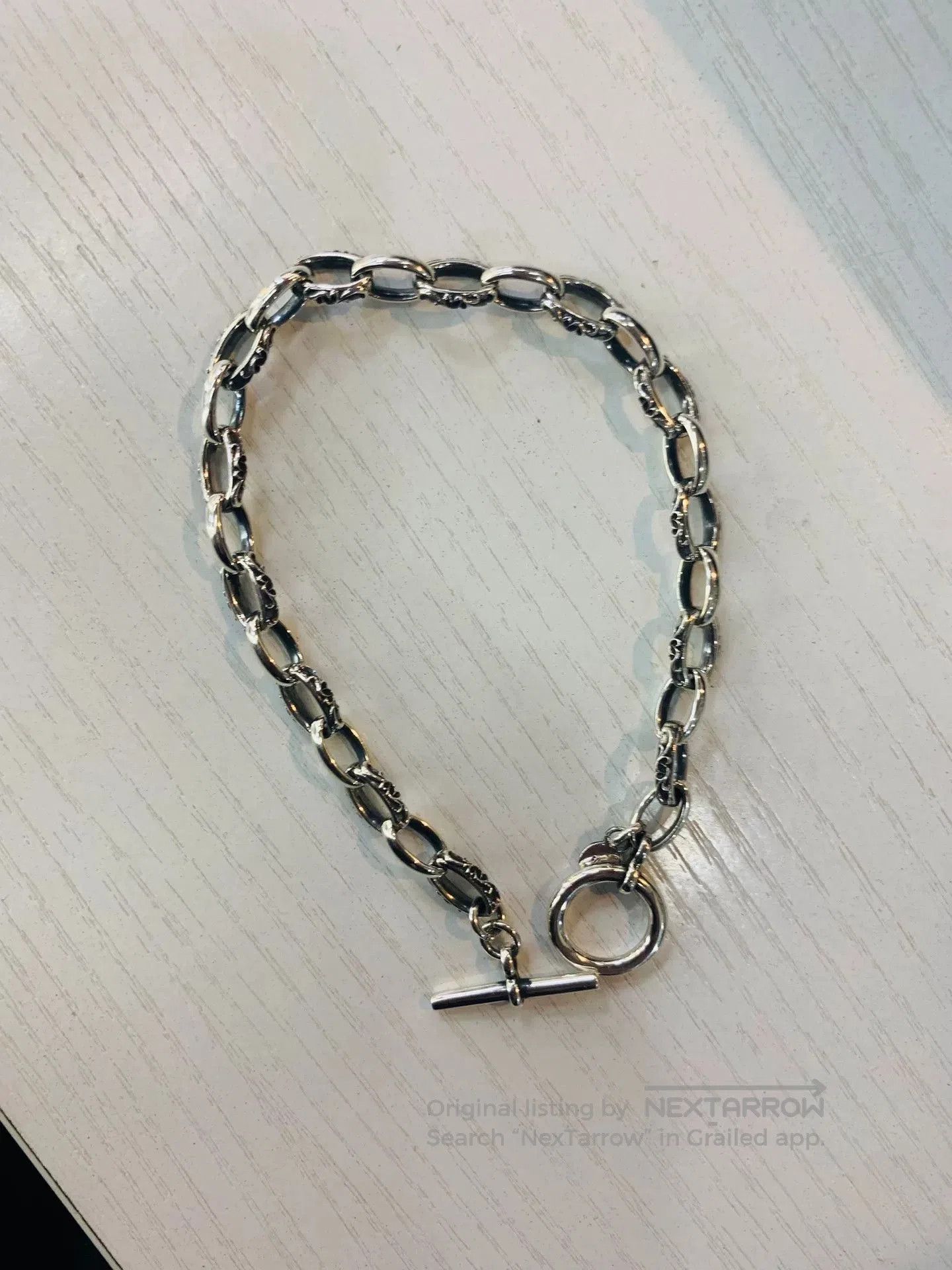 AQUA AQUA SILVER Chain Bracelet with Floral Engraving. Size ONE SIZE - 1 Thumbnail