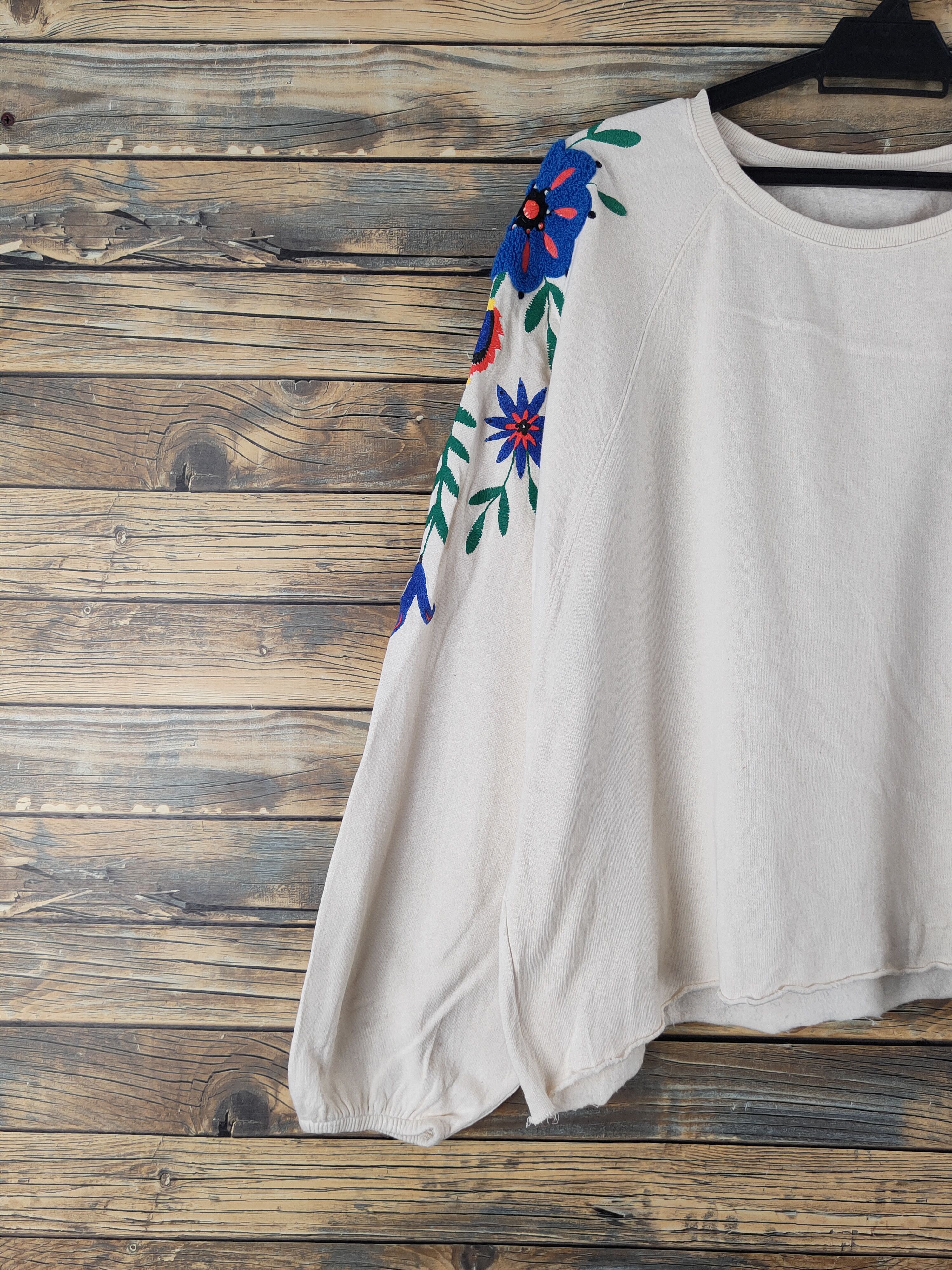 Japanese Brand × Vintage DL Japan embroidery flower Ivory Sweatshirts #2478 Size XL / US 12-14 / IT 48-50 - 5 Thumbnail