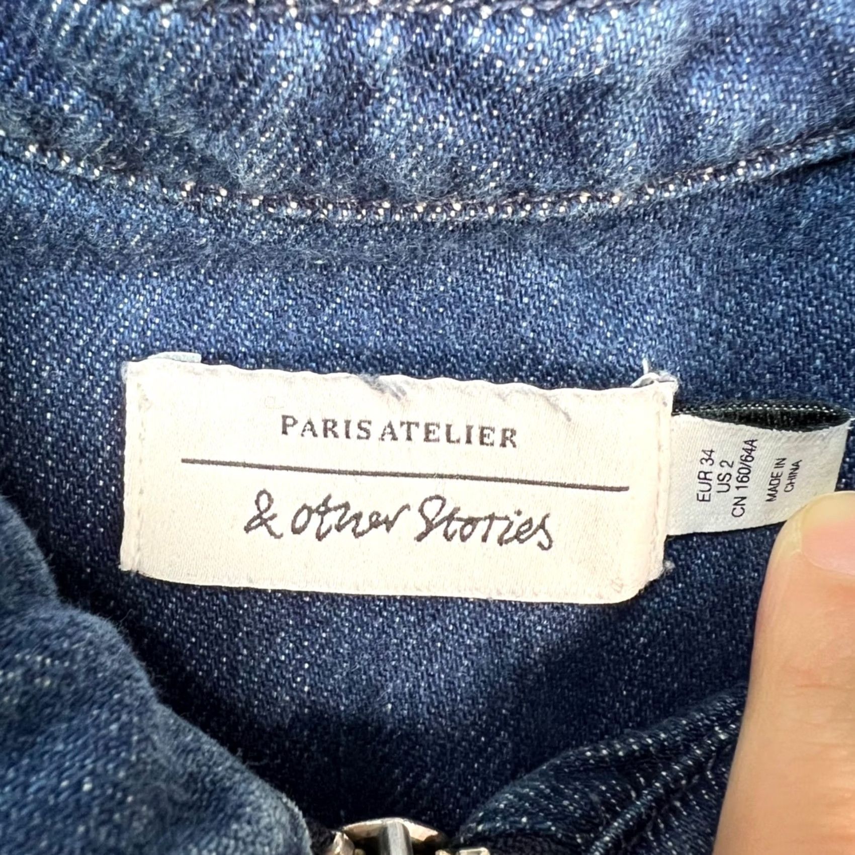 & Other Stories & Other Stories Paris Atelier Denim Jumpsuit Belted Long Sleeve Zip Front Blue Shirt? Size S / US 4 / IT 40 - 3 Thumbnail