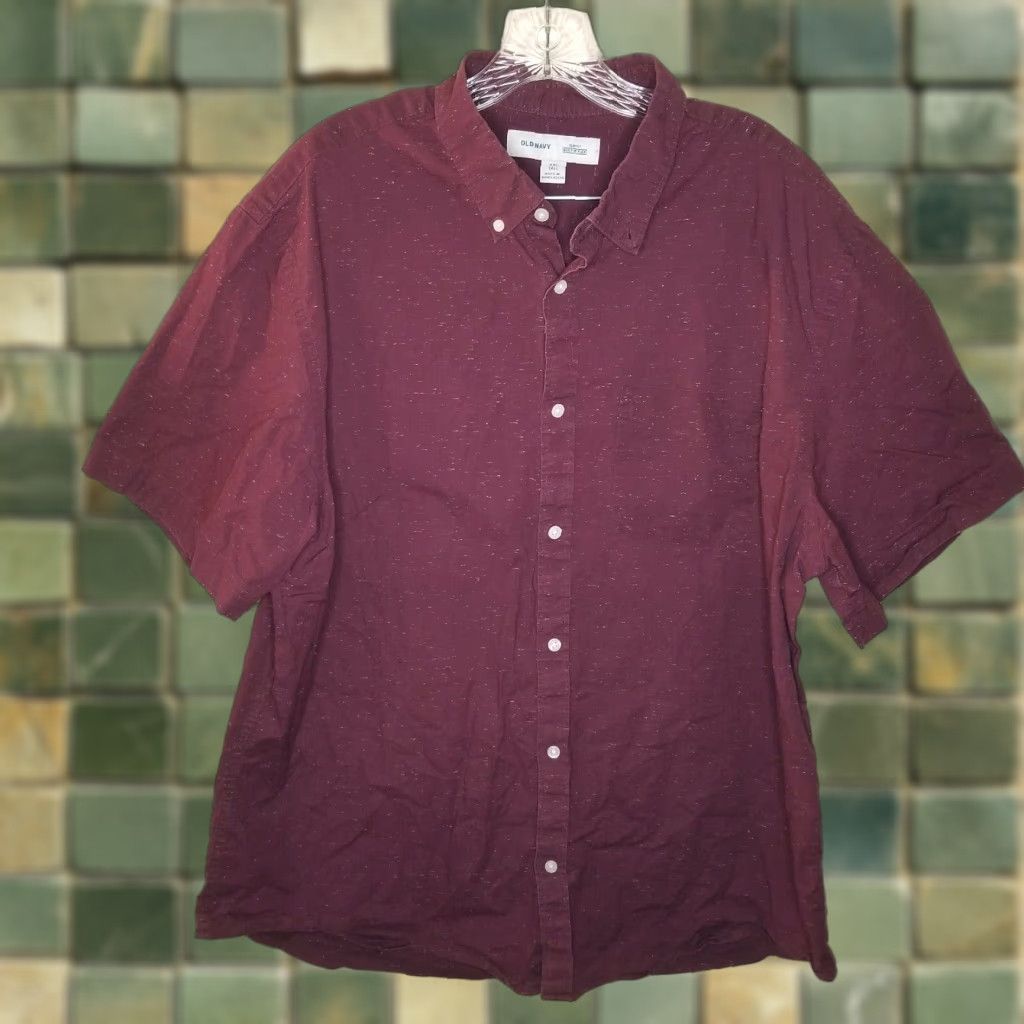 Old Navy Old Navy Mens Maroon Short Sleeve Slim Fit Button Up Size 2XLT Shirt Size US 39 - 1 Thumbnail