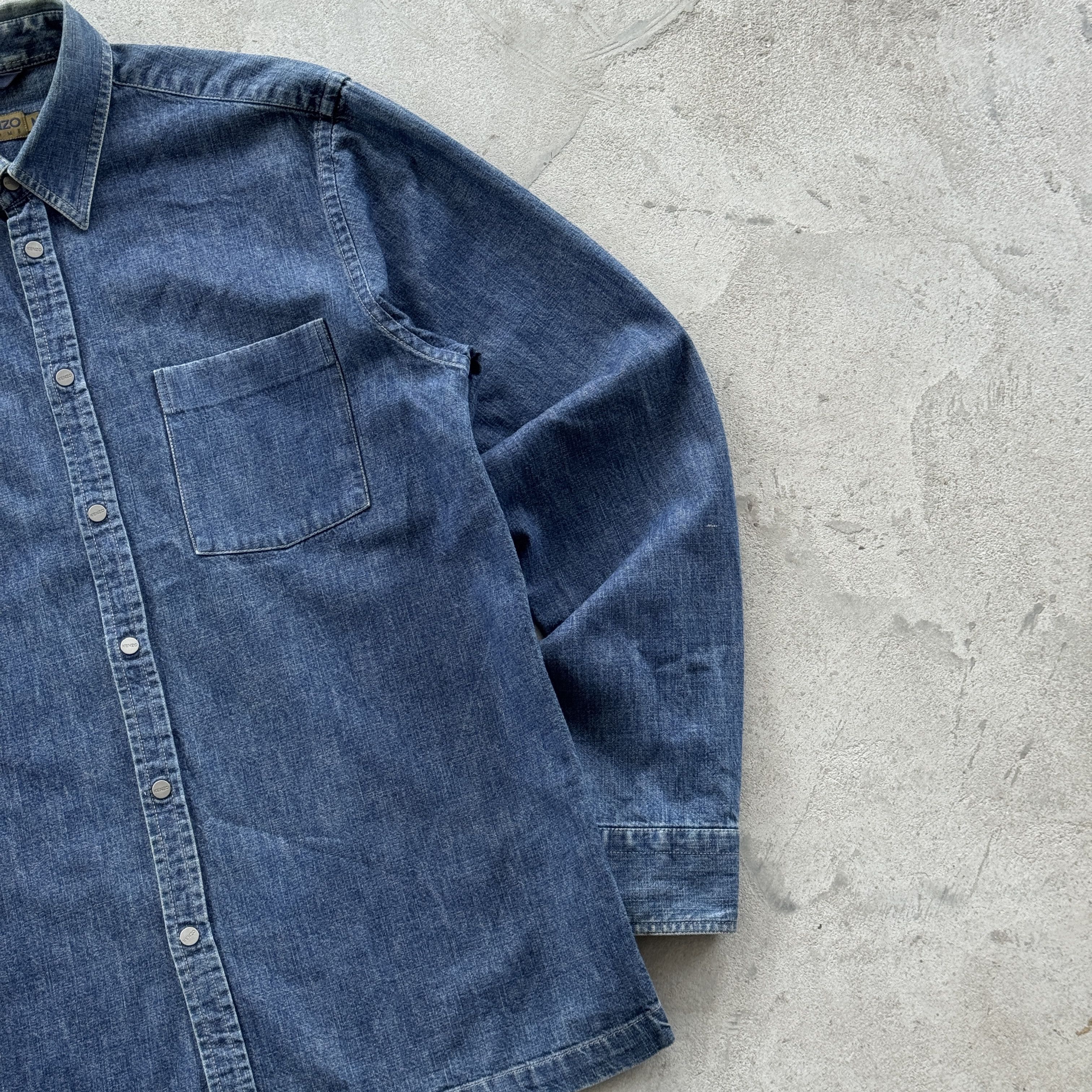 Kenzo Vintage Kenzo Homme Vintage Denim Shirt Blue Indigo Archive Size US M / EU 48-50 / 2 - 2 Thumbnail