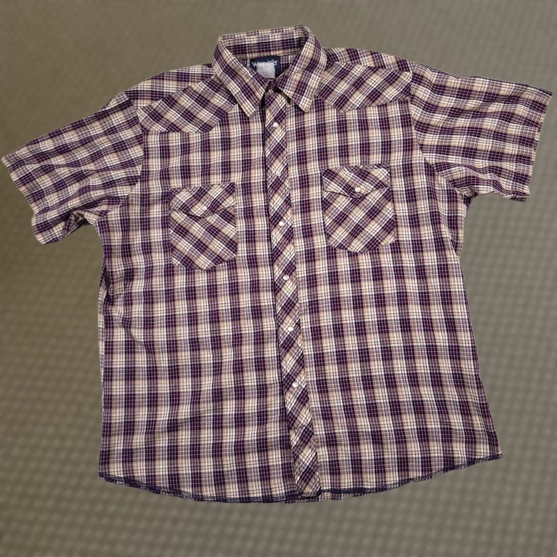 Wrangler Wrangler Short Sleeve Pearl Snap Western Shirt Men's XL Plaid Check Cowboy Work Size US XL / EU 56 / 4 - 1 Thumbnail