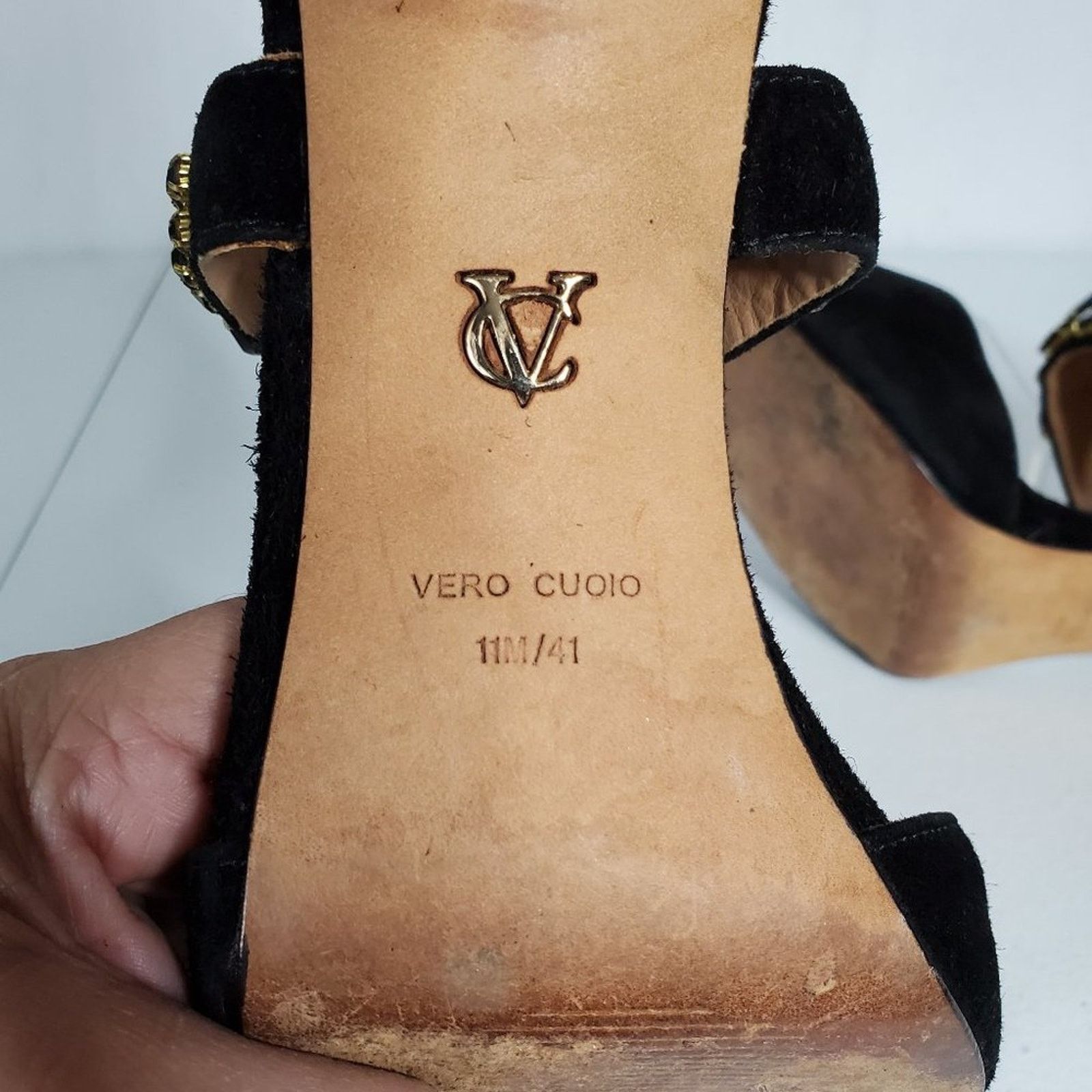 Vince Camuto VC Signature Suede Embellished Collar Zip Stiletto Heels 11M Size US 11 / IT 41 - 6 Thumbnail
