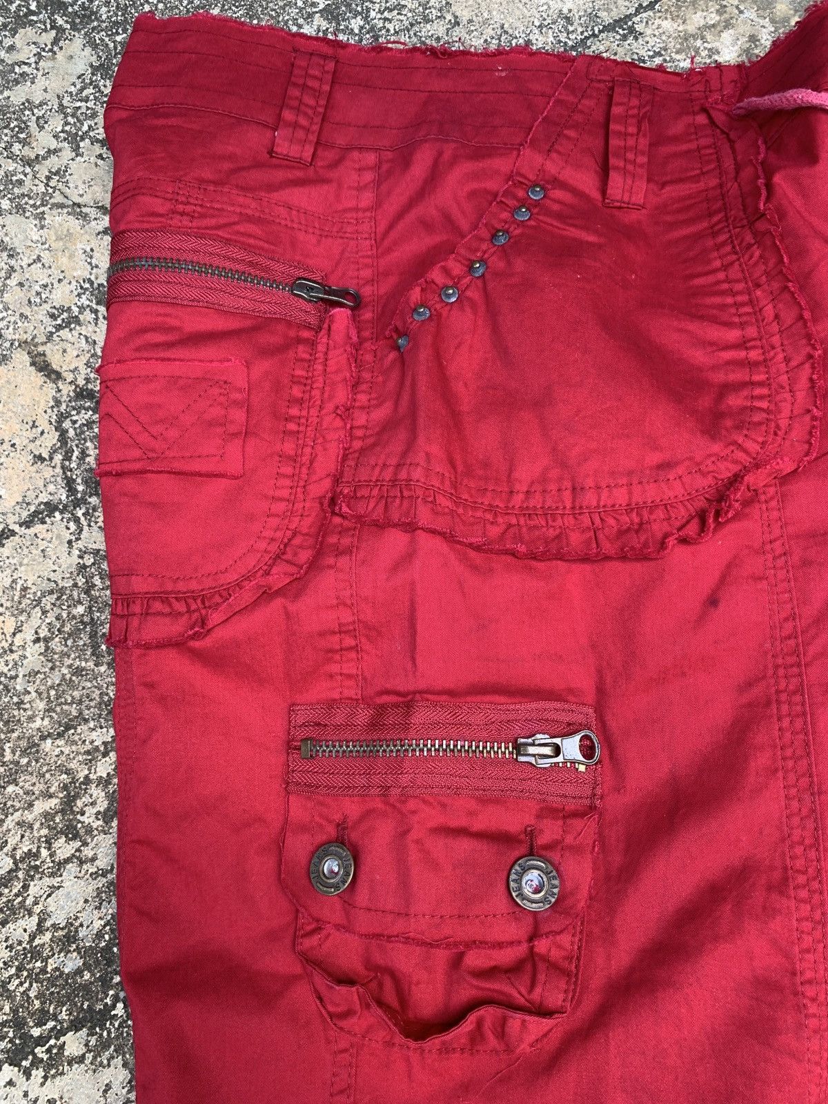 Enyce y2k Enyce Workwear Red Combat Cargo Embroidery Pants Size 27" / US 4 / IT 40 - 10 Thumbnail