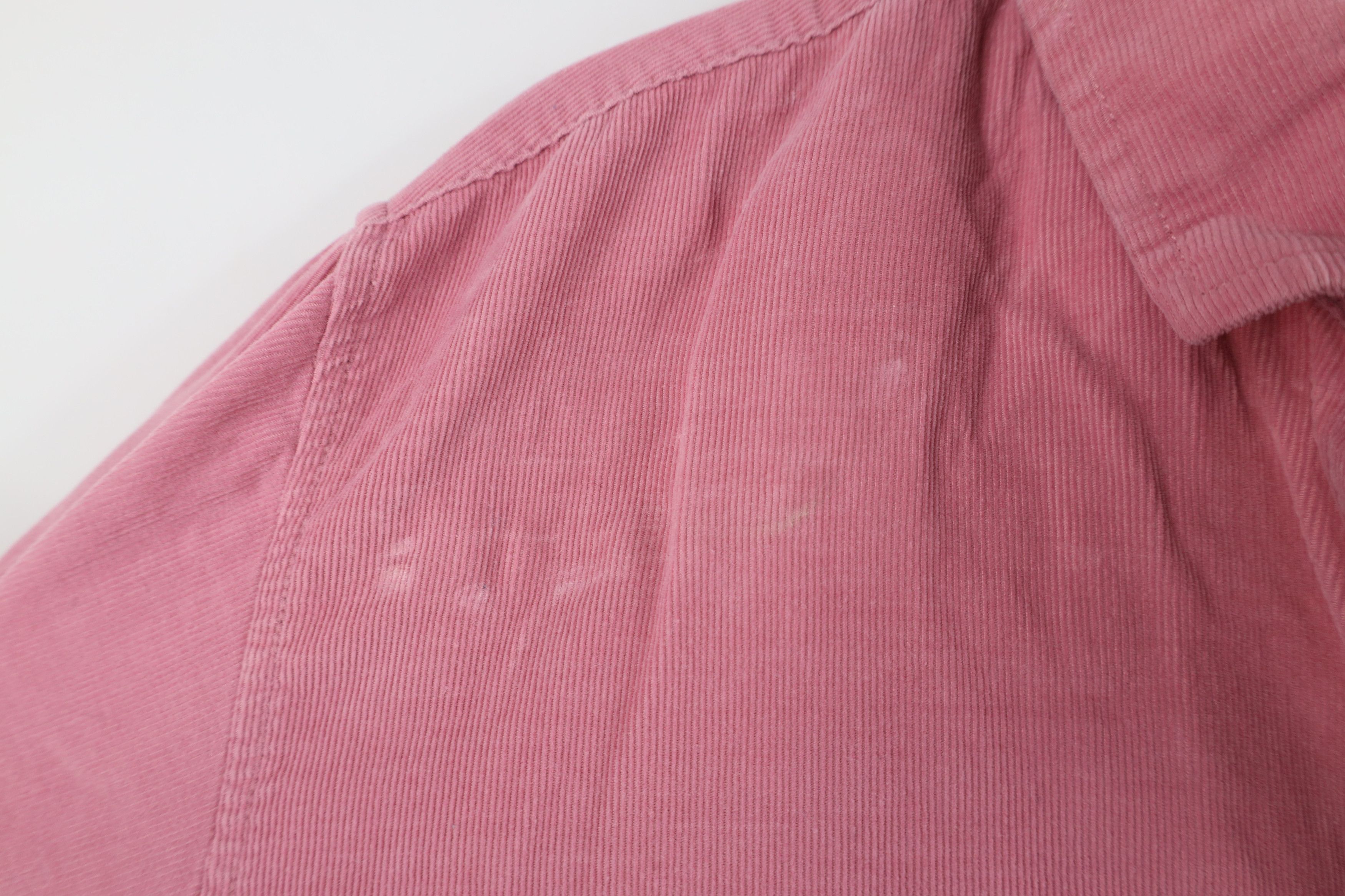 Vintage Vintage 90s Streetwear Corduroy Collared Button Shirt Pink Size XXL / US 16-18 / IT 52-54 - 4 Thumbnail
