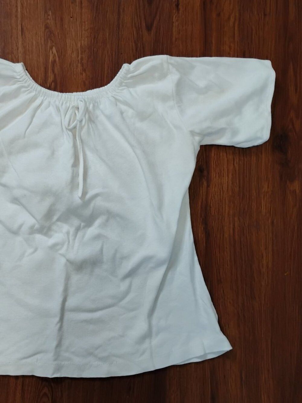 Other Vintage 60s 70s Cinch Collar T-Shirt Blouse Crop Top Hippy Size M / US 6-8 / IT 42-44 - 2 Thumbnail