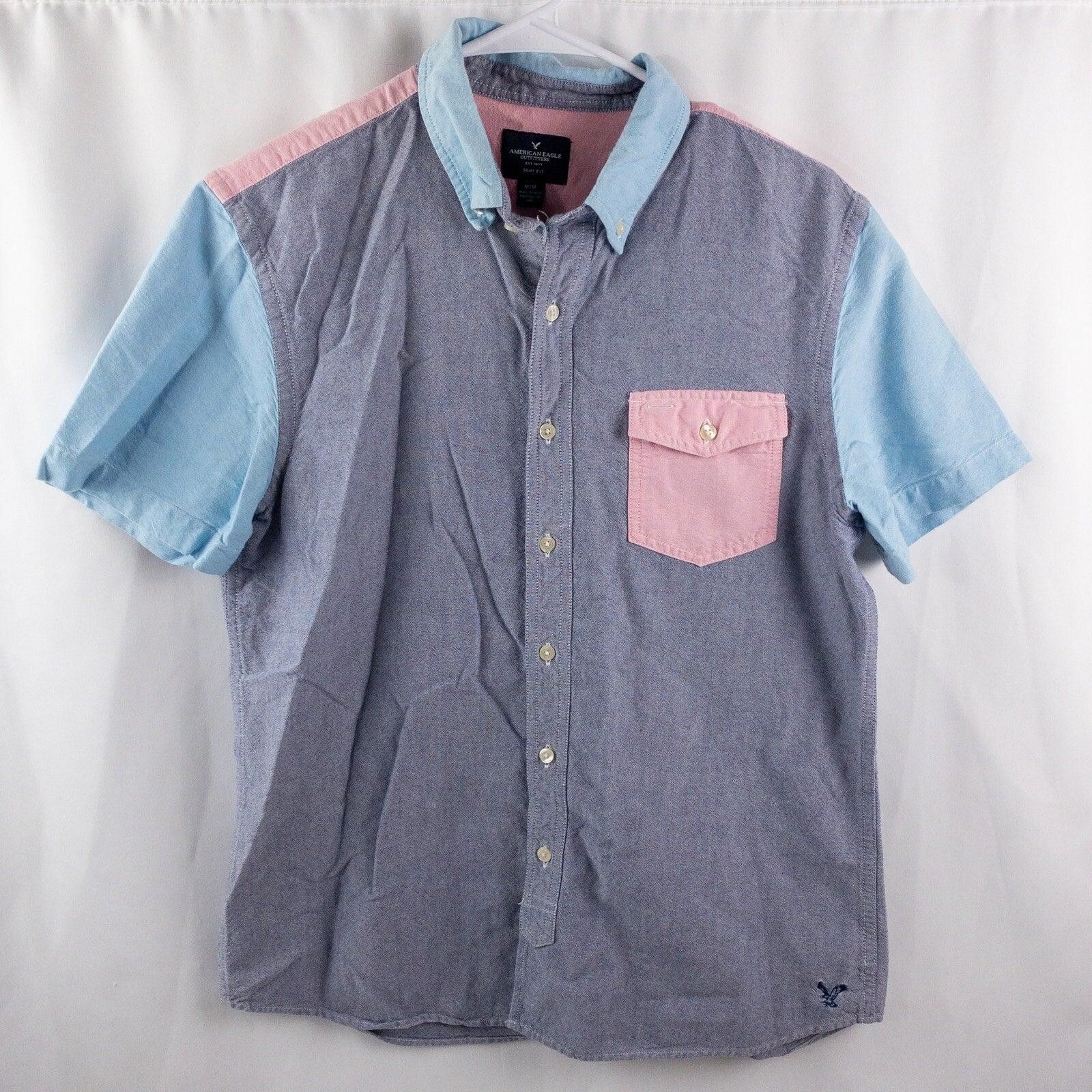 American Eagle Outfitters American Eagle Slim Colorblock Pink Blue Shirt Mens Medium Size US M / EU 48-50 / 2 - 1 Thumbnail