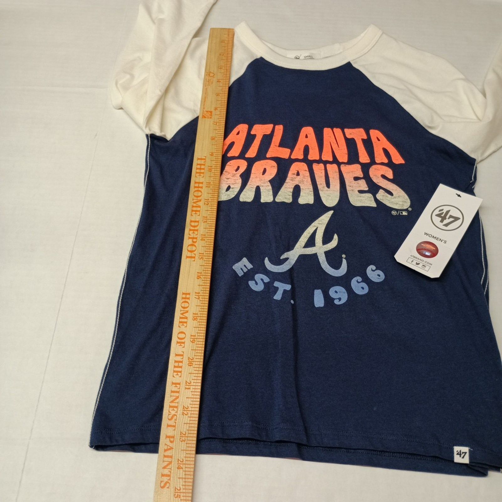 47 ATLANTA BRAVES Women's 3/4 Sleeve Tee Shirt S Atlas Blue Size S / US 4 / IT 40 - 5 Thumbnail