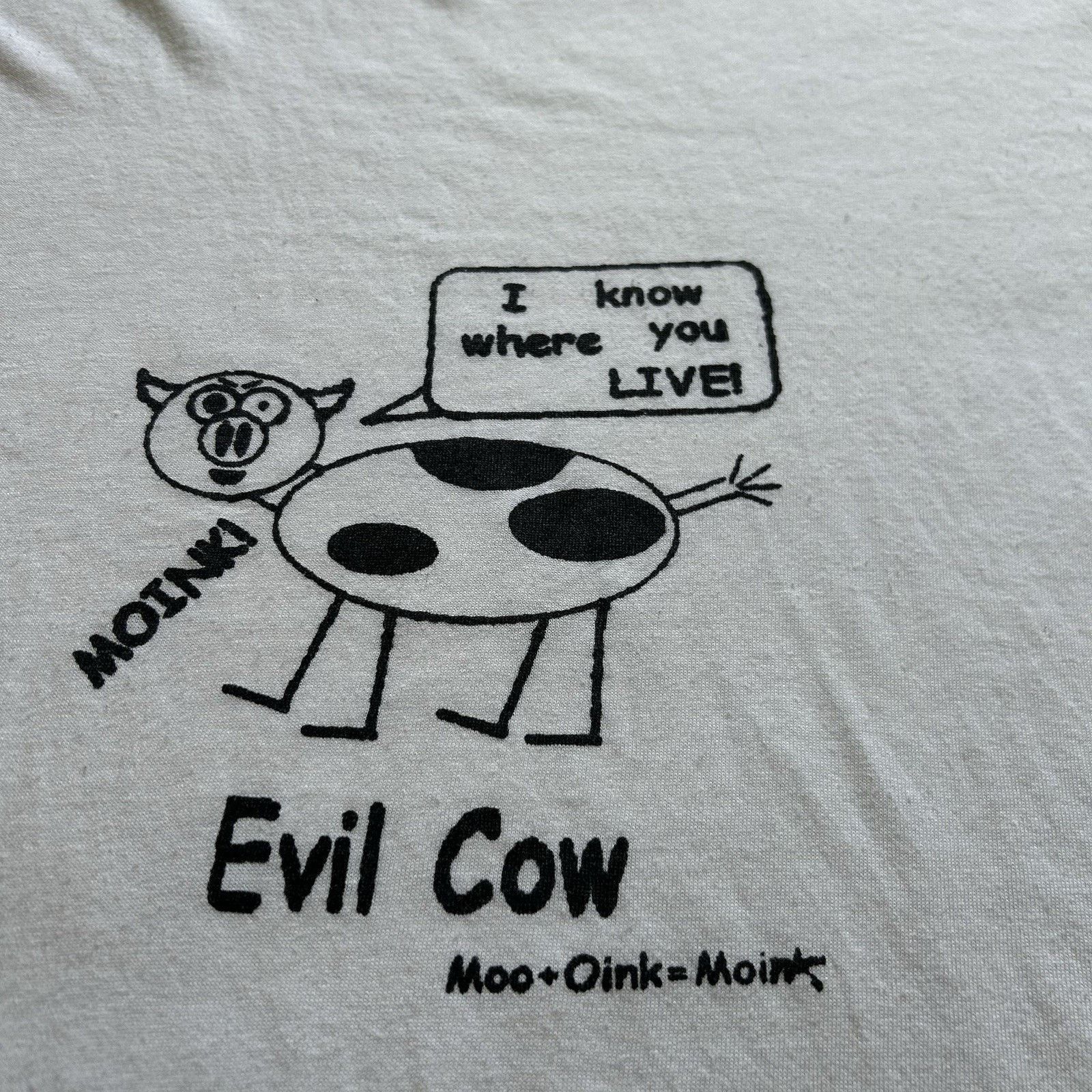 Vintage Vintage 90s Evil Cow T Shirt XL White Funny Animal Art Rare Size US XL / EU 56 / 4 - 3 Thumbnail