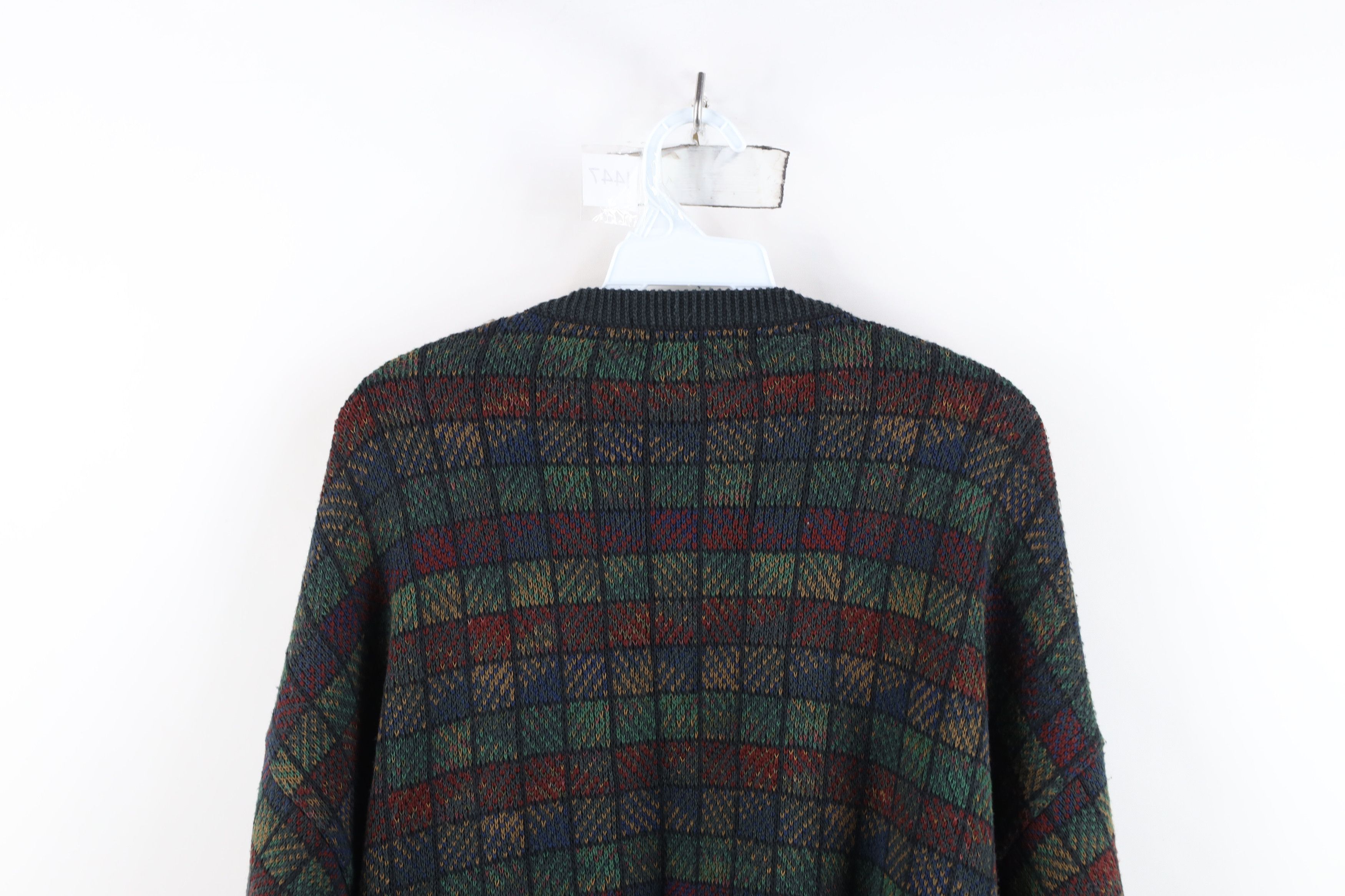 Vintage Vintage 90s Streetwear Rainbow Checkered Knit Sweater USA Size US XL / EU 56 / 4 - 9 Thumbnail