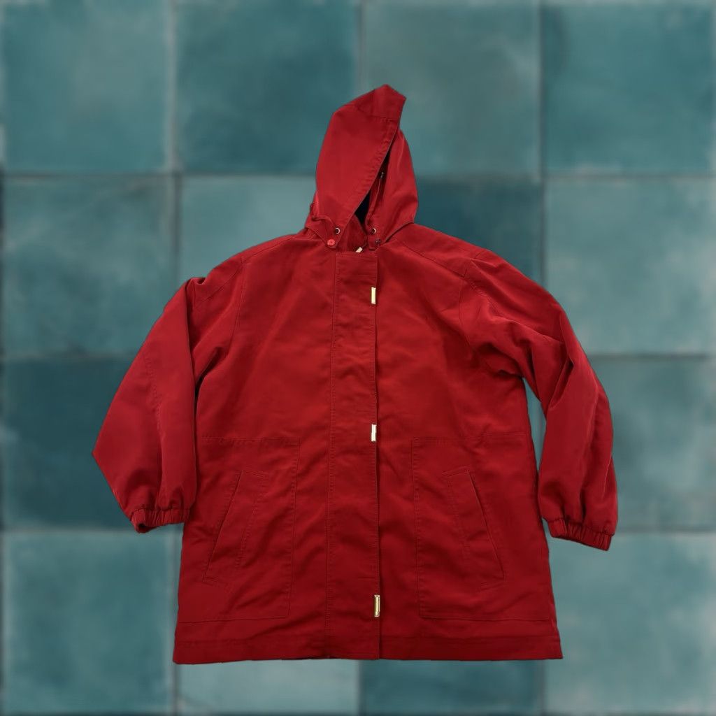 Vintage Braetan Jacket Womens M Red Hooded Full Zip Coat Removable Hood Pockets Basic Jacket Size M / US 6-8 / IT 42-44 - 1 Thumbnail