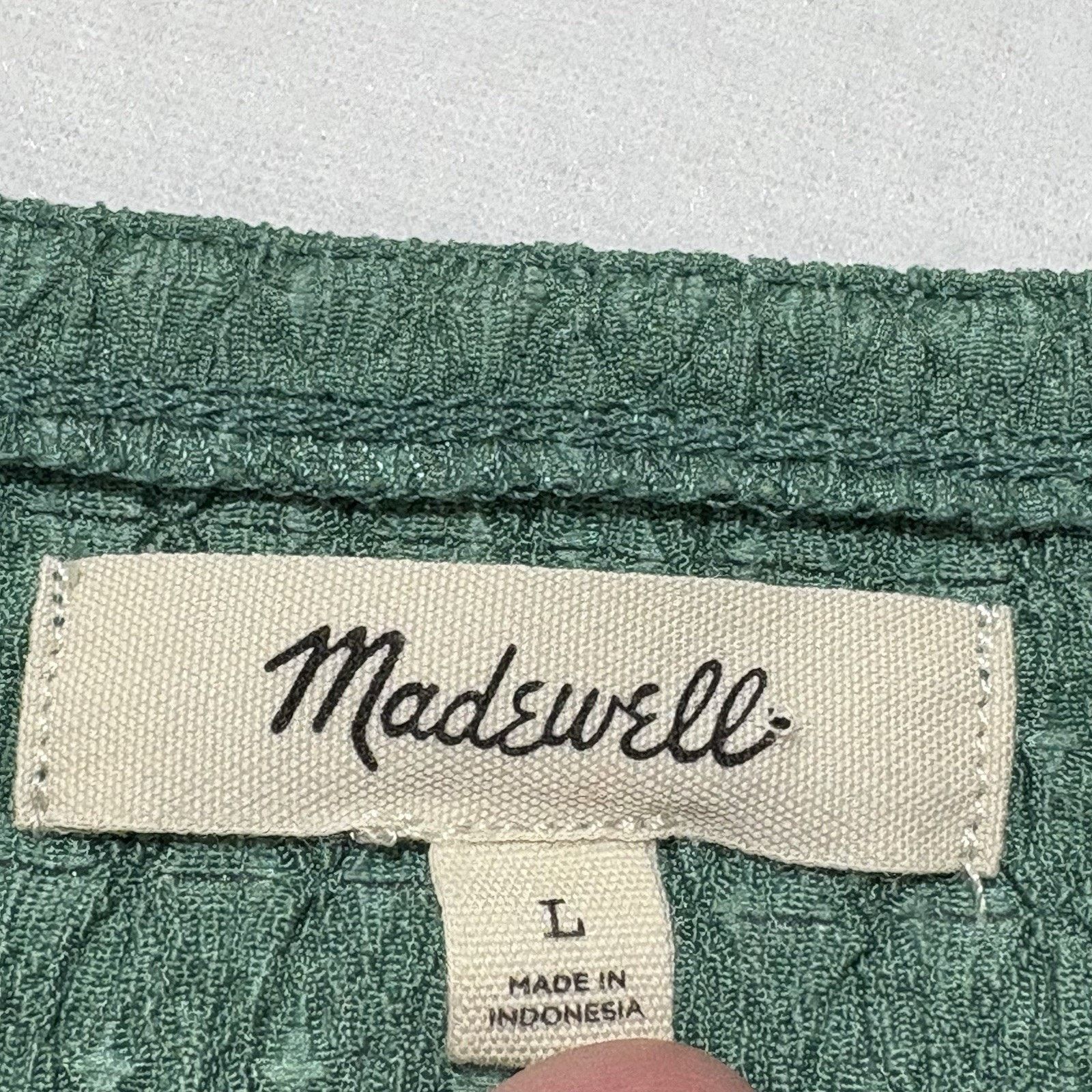 Madewell Madewell Large Crinkled Cardigan Button Up V Neck Green Size L / US 10 / IT 46 - 6 Thumbnail