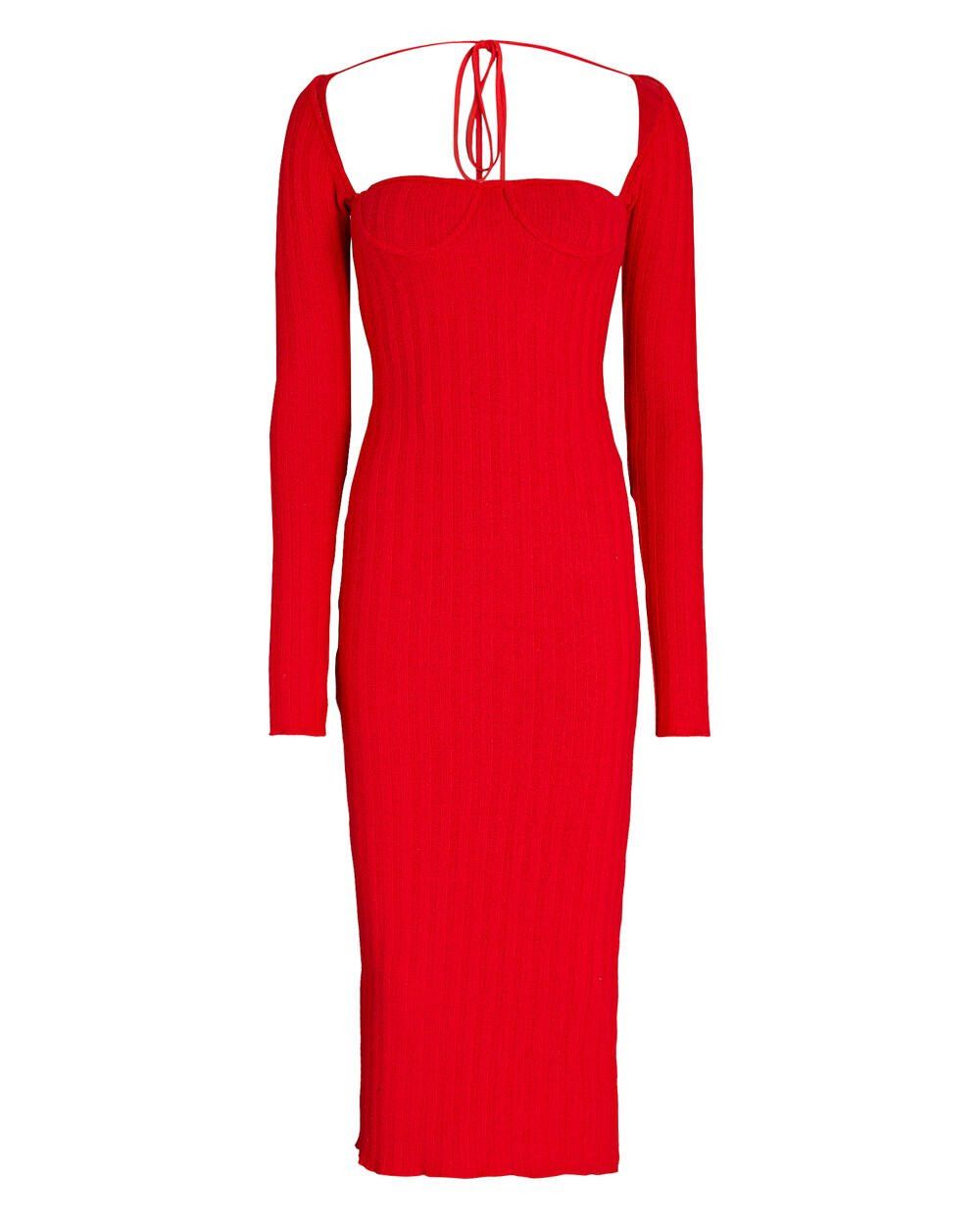 LaQuan Smith Bare shoulders wool ribbed dress w corset Size XS / US 0-2 / IT 36-38 - 13 Thumbnail