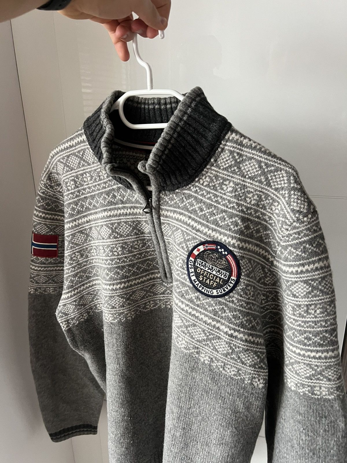 Napapijri Vintage Napapijri Laine Wool 100% Patch Logo Zip Sweater Size US XL / EU 56 / 4 - 2 Thumbnail