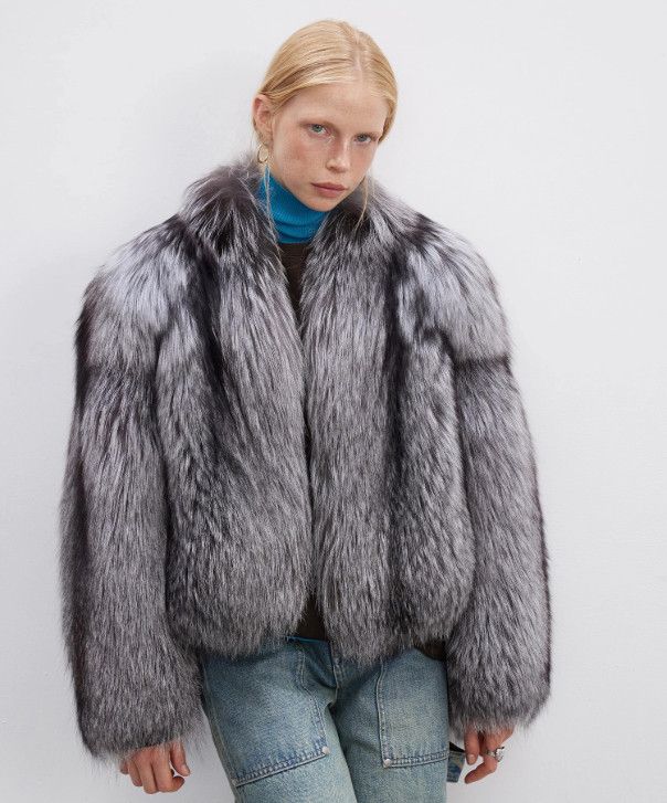 Other Women's Silver Fox Fur Jacket Size L / US 10 / IT 46 - 1 Thumbnail