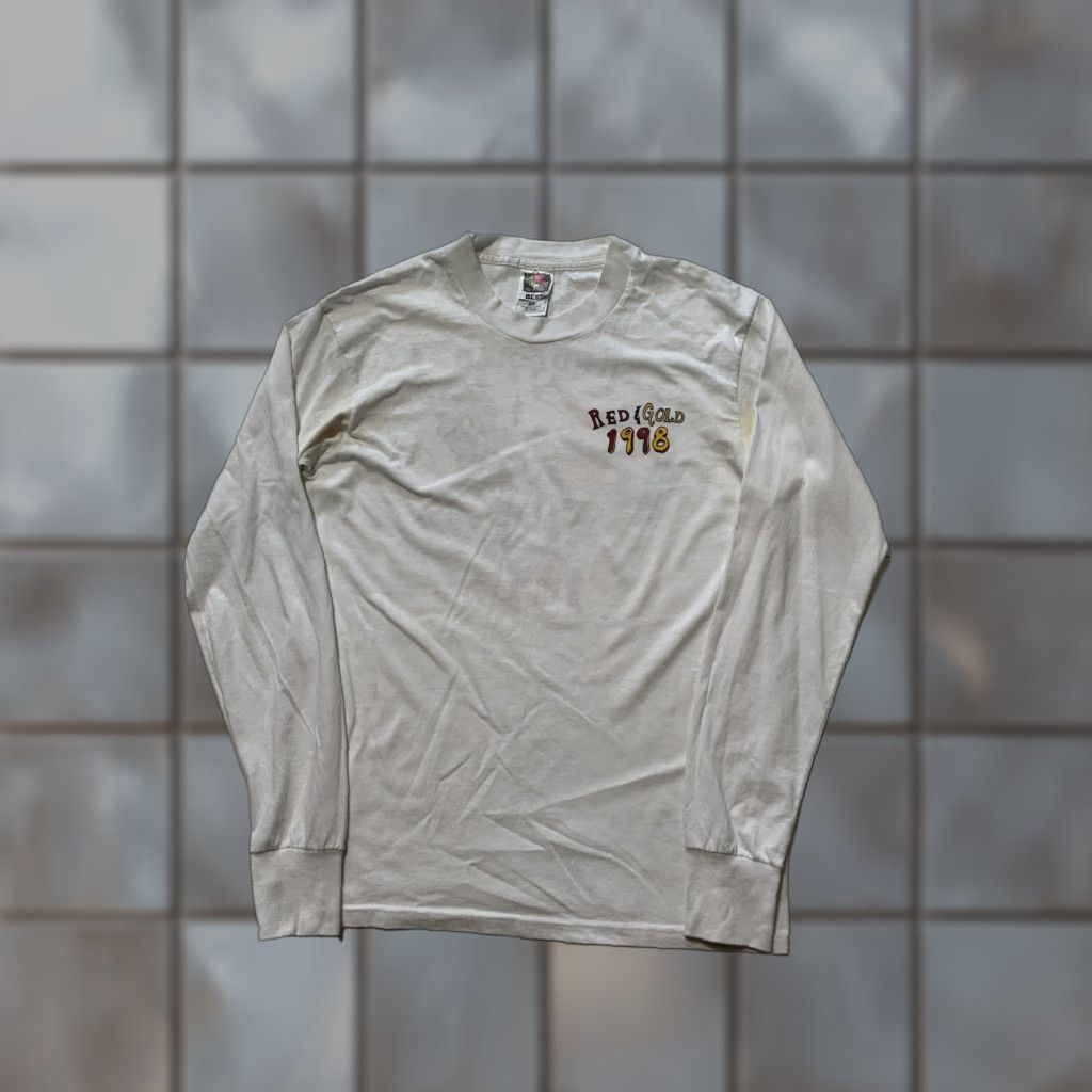 Fruit Of The Loom VINTAGE Lauren Montgomery Red Rockets & Gold Galaxies L/S Graphic T-Shirt M Mens Red 1998 Rocketeer T-Shirt Size US M / EU 48-50 / 2 - 1 Thumbnail