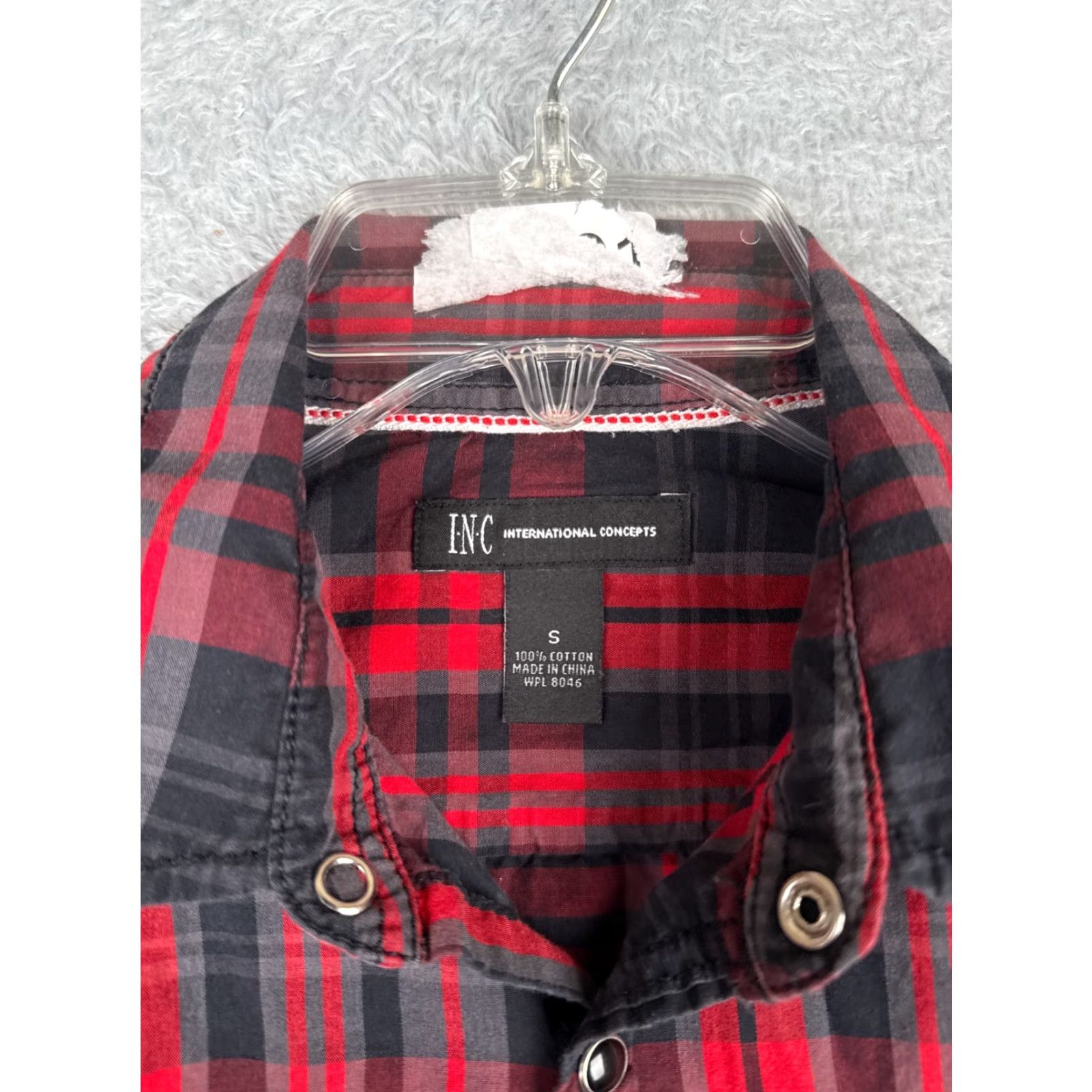 Vintage INC International Concepts Shirt Mens XL Red Plaid Pearl Snap Western Button-Up Cap Collar Size US XL / EU 56 / 4 - 7 Thumbnail