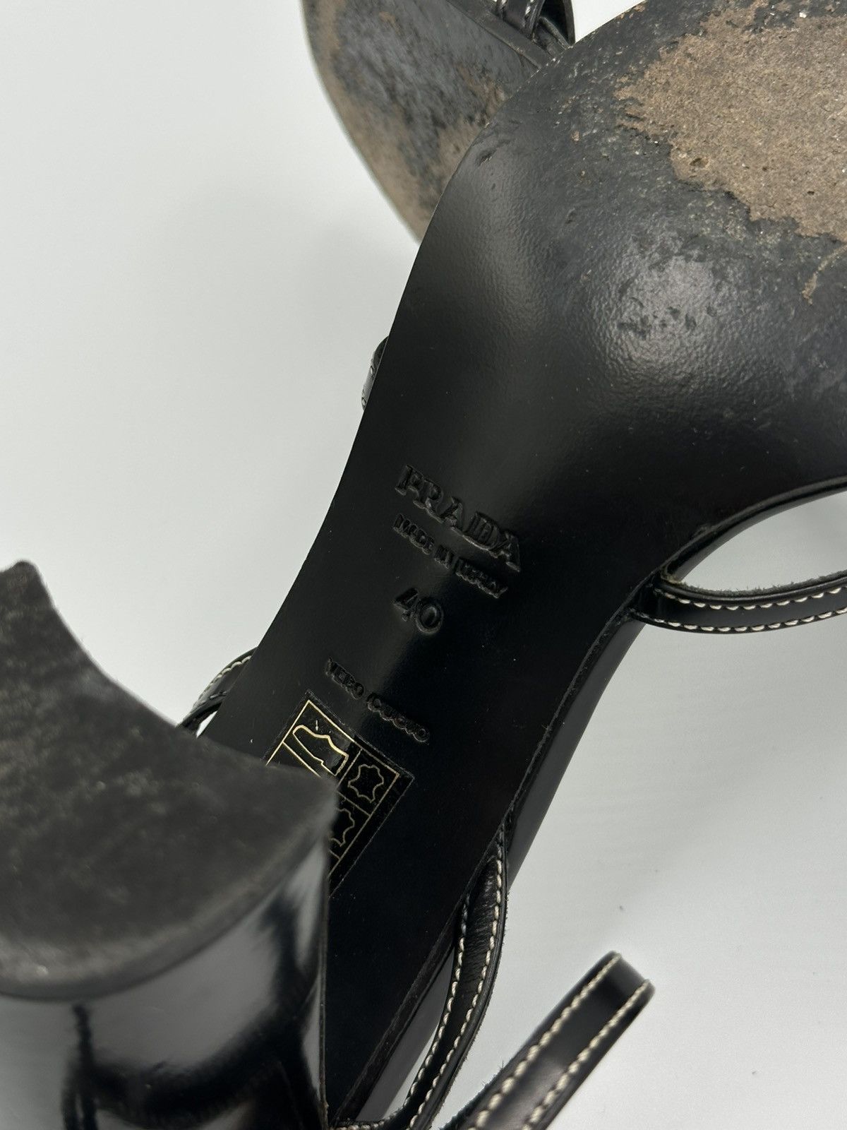 Prada heeled sandals crafted from black leather