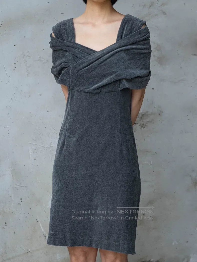 Comme des Garcons Comme Des Garcons Grey Velvet Shawl Dress Size M / US 6-8 / IT 42-44 - 7 Thumbnail