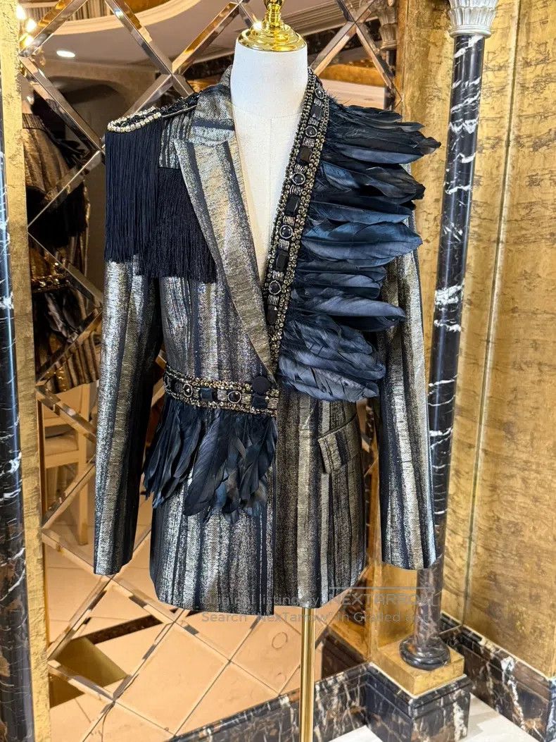 Versace Versace Main line metal streamer Belgian rhinestone fringe Size M / US 6-8 / IT 42-44 - 1 Thumbnail