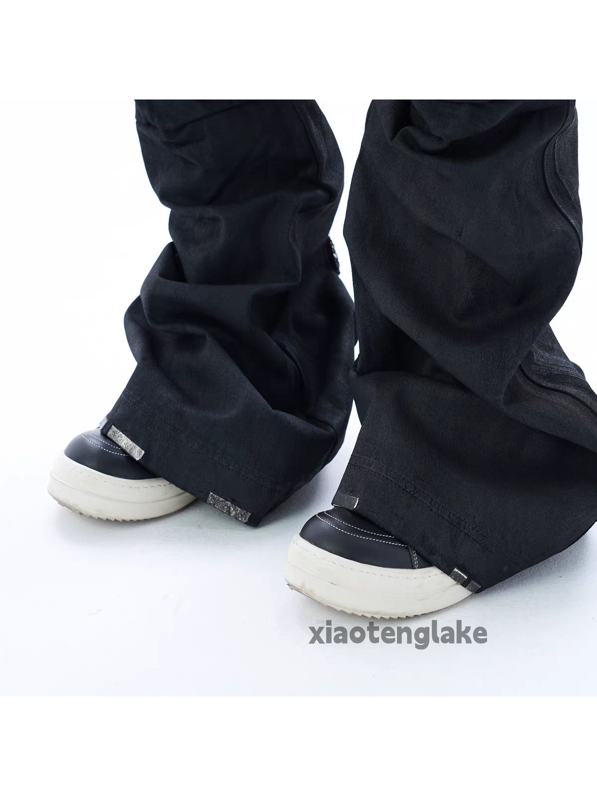 パンツ waxed coating black flare denim opium zx wax coated punk