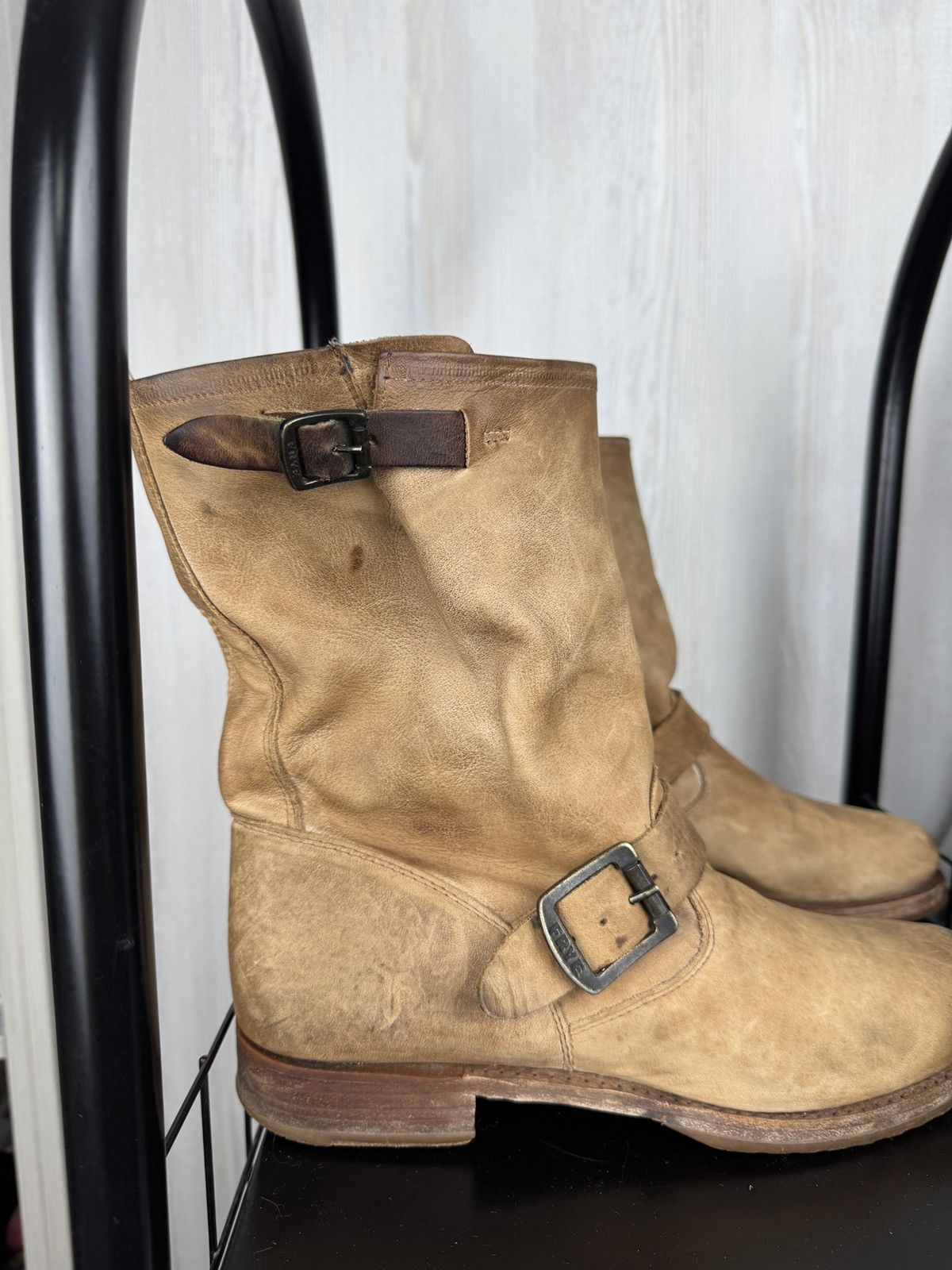 Frye Frye Leather buckled brown beige faded boots size 8.5 Size US 8.5 / IT 38.5 - 2 Thumbnail