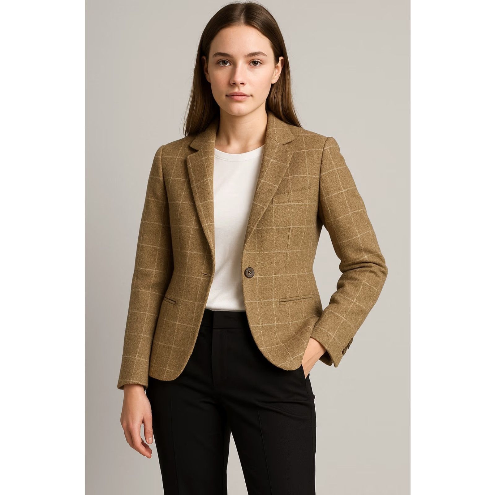 Vintage VINTAGE Ralph Lauren Black Label Blazer Womens Wool Alpaca Windowpane Size 8 NWT ~ Beige Size M / US 6-8 / IT 42-44 - 2 Thumbnail