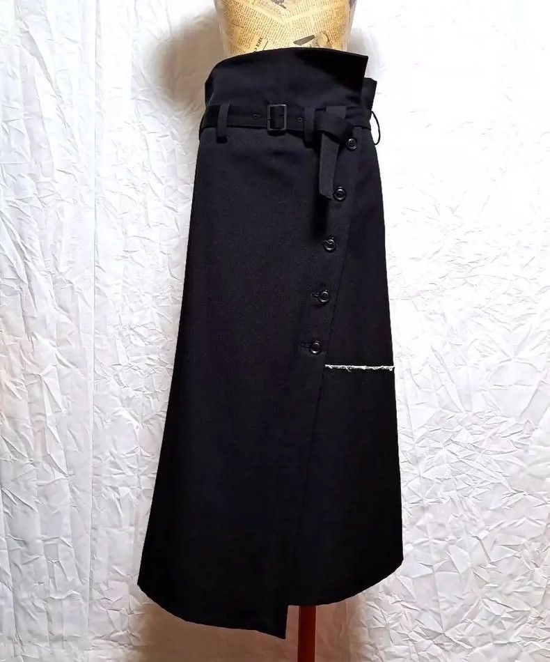 Y's Y's size 1 Dark Temperament Wool Asymmetric Weight Belt Dis Size 23" - 2 Thumbnail