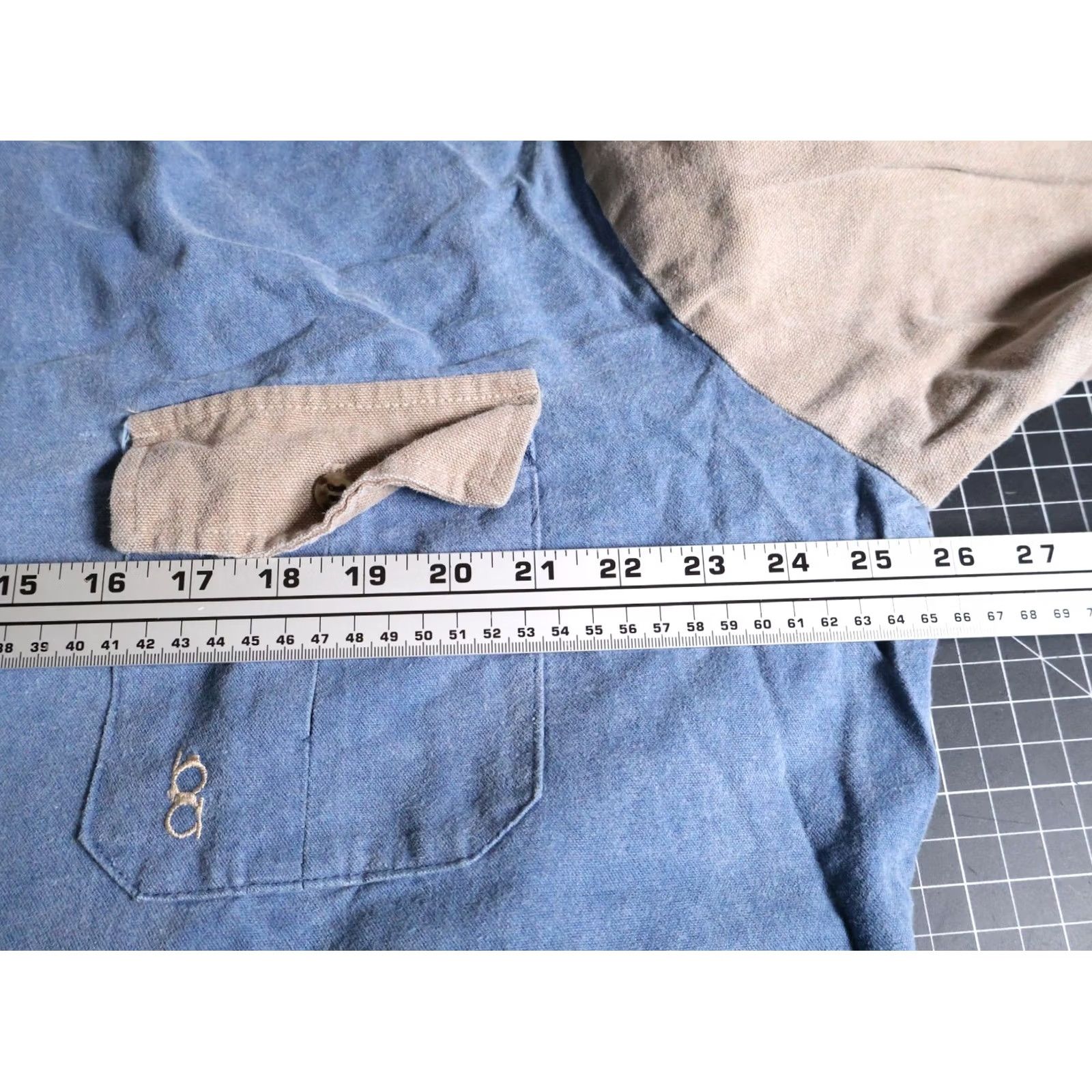 Vintage VINTAGE Bob Allen Canvas Shooting Shirt Men's Large Blue Beige Relaxed Fit Outdoor Size US L / EU 52-54 / 3 - 5 Thumbnail