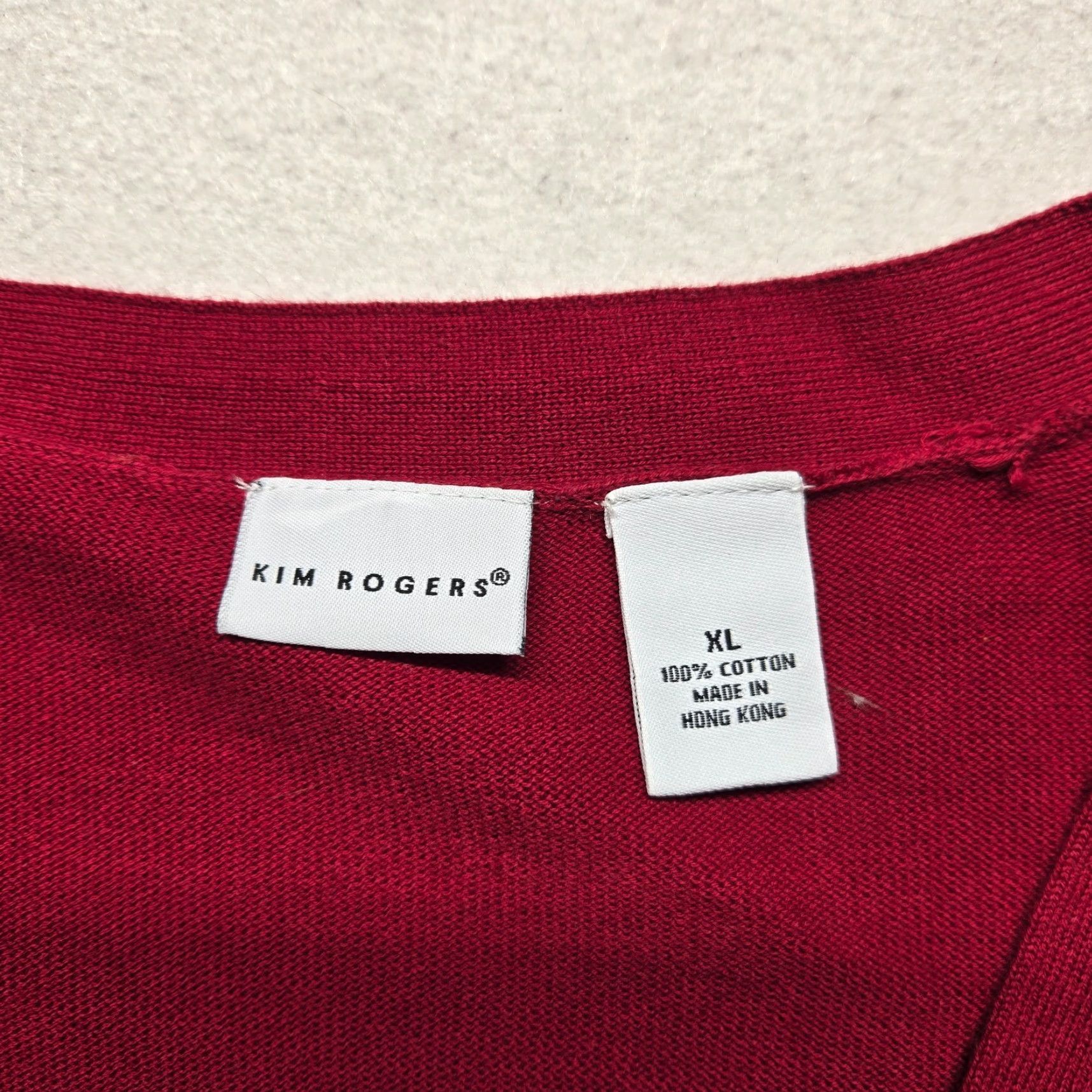 Vintage Kim Rogers Cardigan Sweater Red Solid XL Women's Knit Long Sleeve Button Front Fall Winter Vintage No Size XL / US 12-14 / IT 48-50 - 3 Thumbnail