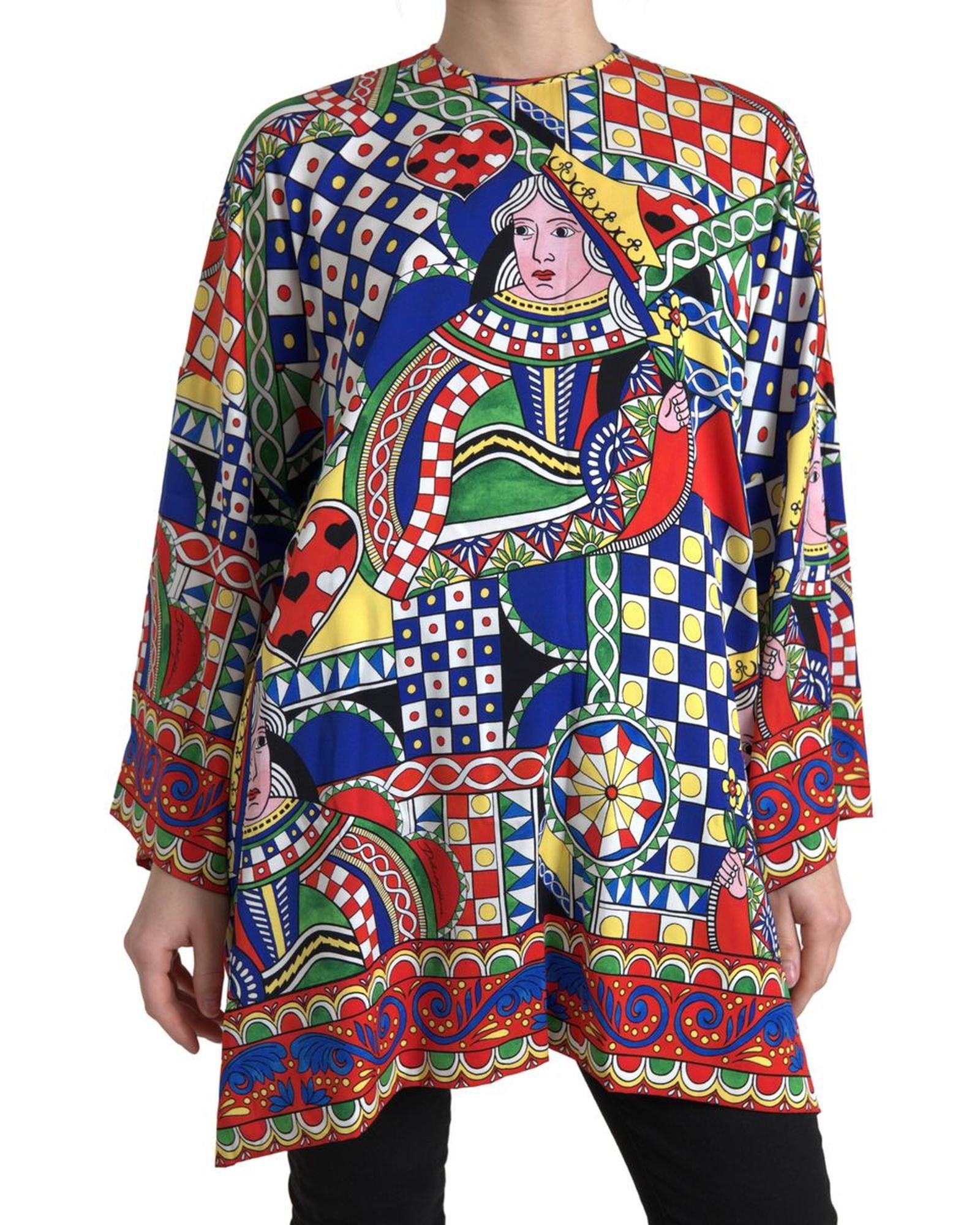 Image of Dolce Gabbana Printed Long Sleeves Blouse Top, Women's (Size XS)