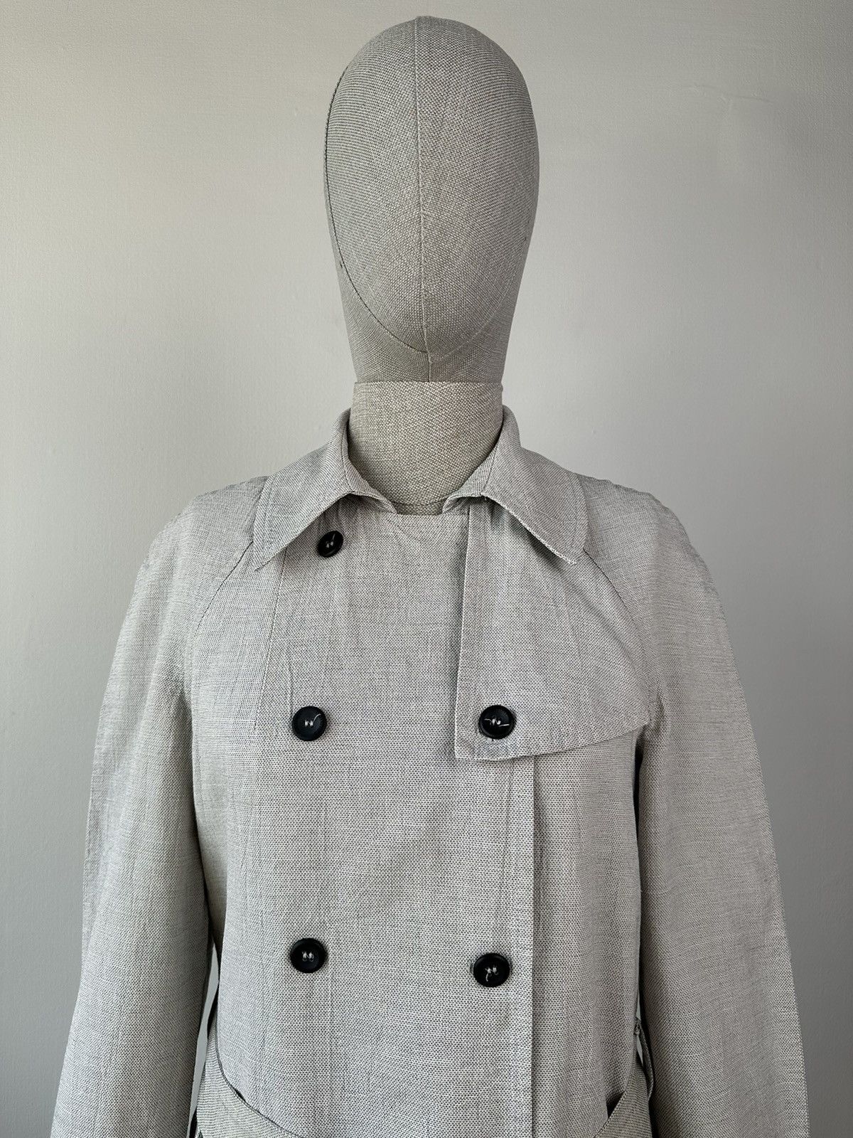 hannes roether HANNES ROETHER Linen Double-Breasted Trench Coat Avant Garde Size M / US 6-8 / IT 42-44 - 9 Thumbnail
