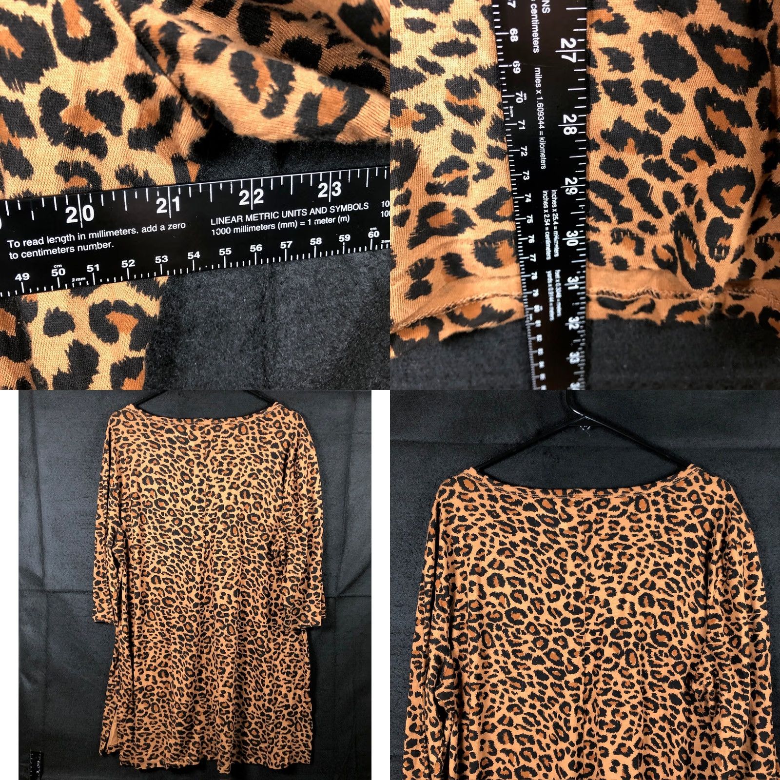 Vintage Terra & Sky Blouse Brown Black Leopard Print 3/4 Sleeve Tunic 0X Women’s Plus Size Casual Size XL / US 12-14 / IT 48-50 - 8 Thumbnail