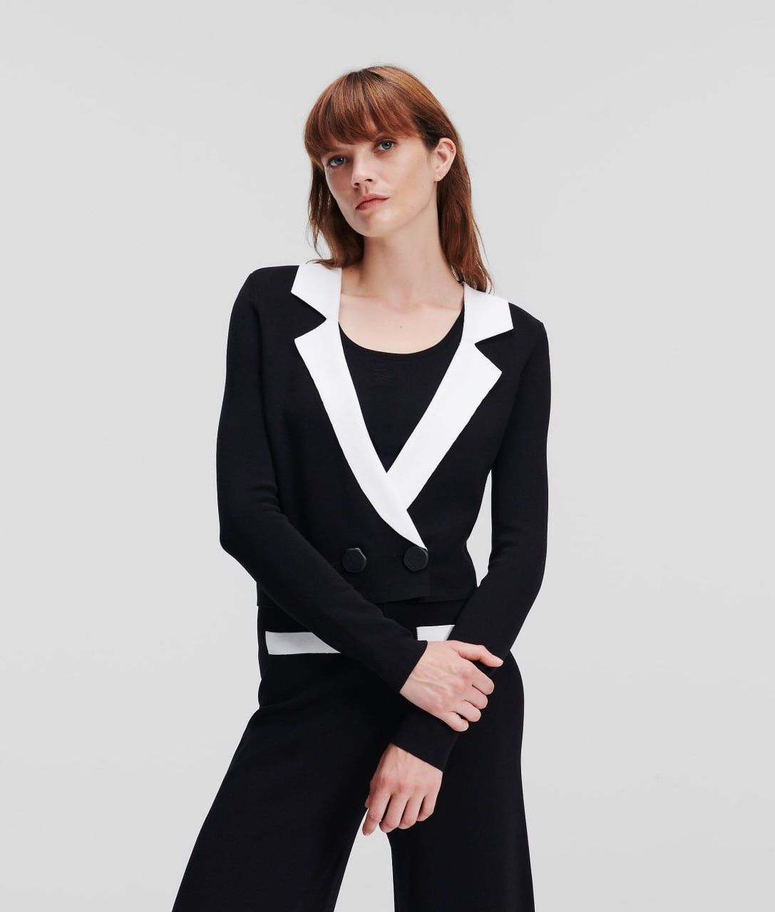 Karl Lagerfeld 🔥 2023 Karl Lagerfeld Cropped Tailored Cardigan Blazer Black Size XS / US 0-2 / IT 36-38 - 1 Thumbnail