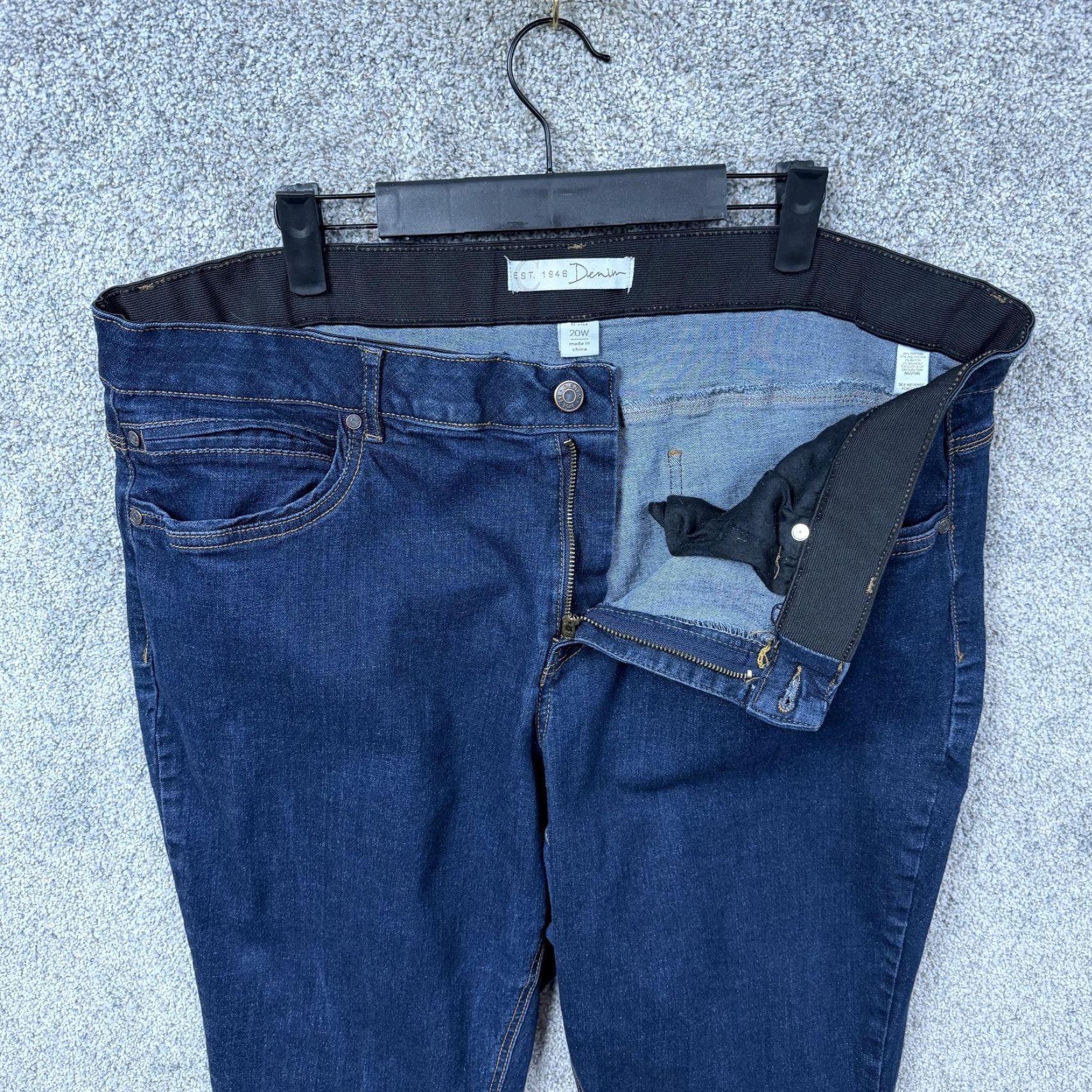 Vintage Cato Denim Jeans 20W Plus High Rise Comfort Stretch 40x29 Western Americana 5-Pocket Embroidered Dark Blue Straight Womens Jeans Size 42" / US 20 - 5 Thumbnail