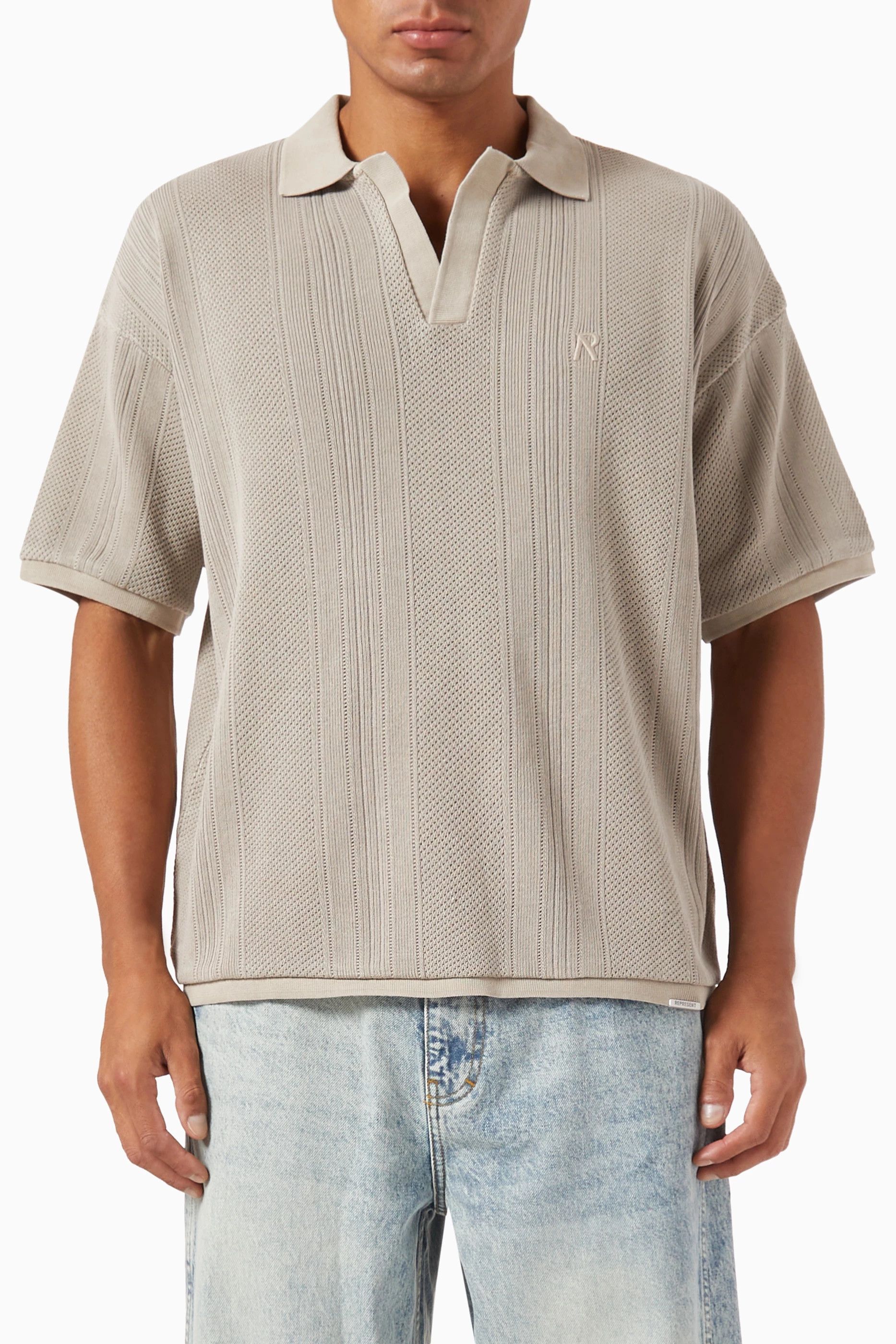 Represent Clo. Represent Beige Open Stitch Polo M oversized Size US M / EU 48-50 / 2 - 1 Thumbnail