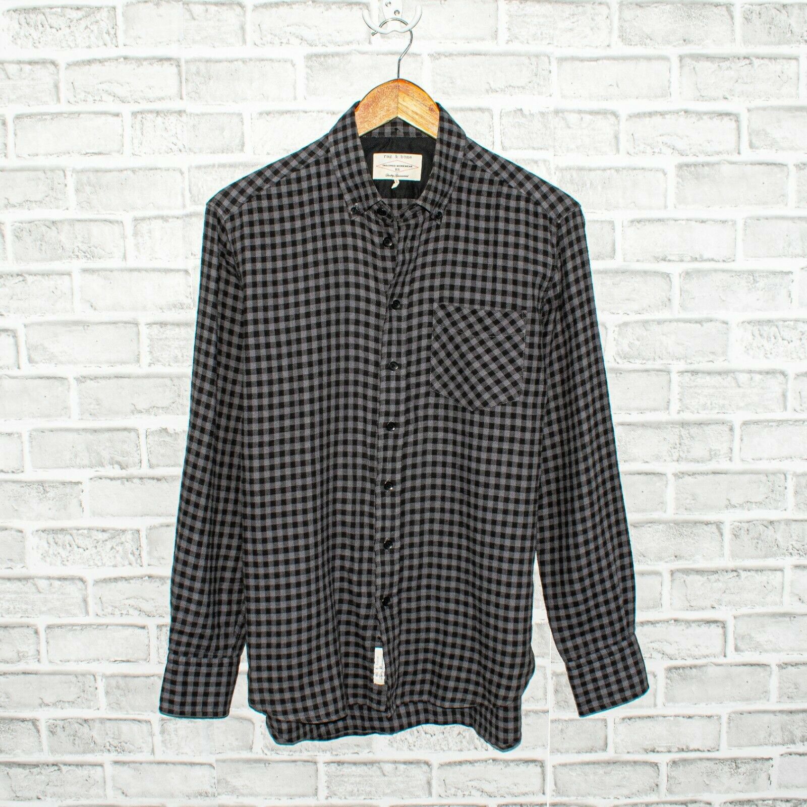 Rag & Bone Rag & Bone Tailored Workwear Flannel Shirt Black Gray check Size US XS / EU 42 / 0 - 1 Thumbnail