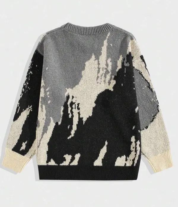 Japanese Brand Kirari x Gotou Black grey acid wash distressed knit sweater Size US XL / EU 56 / 4 - 8 Thumbnail