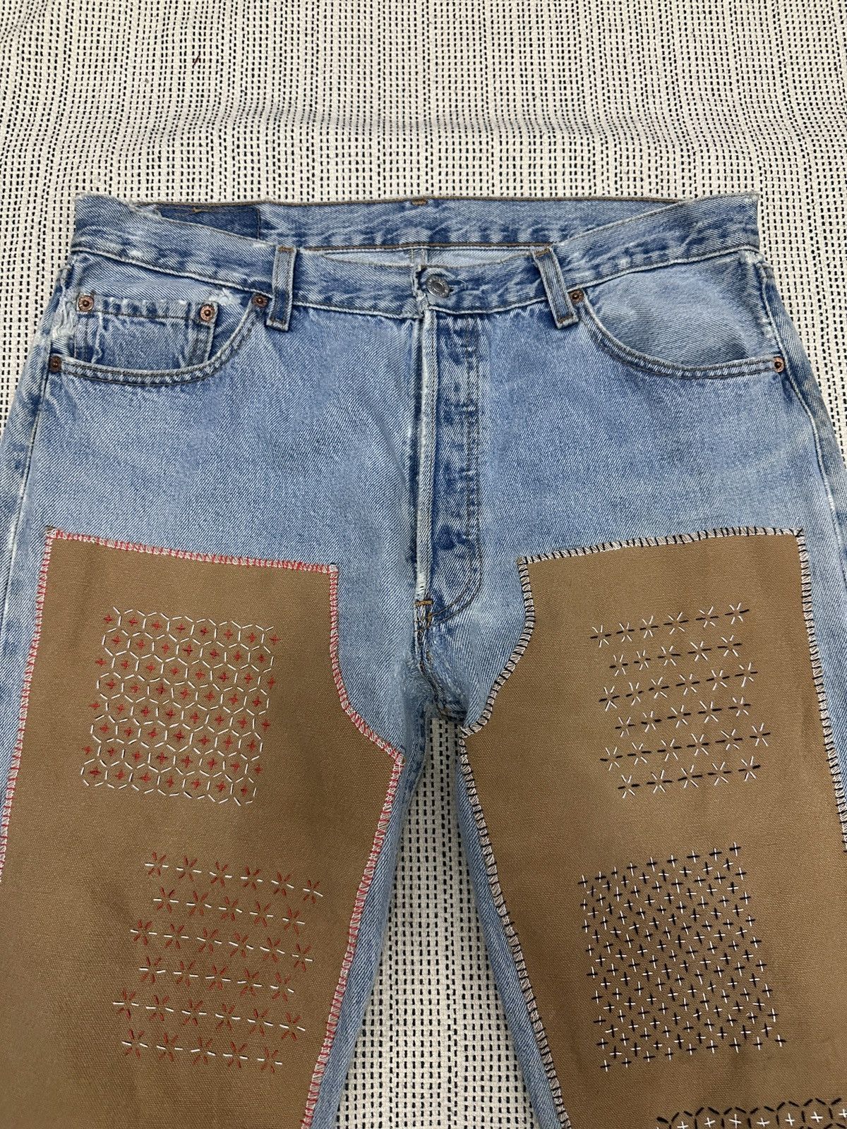 Levi's 🔥 Levis 501 Patchwork Sashiko Reworked Size US 34 / EU 50 - 6 Thumbnail