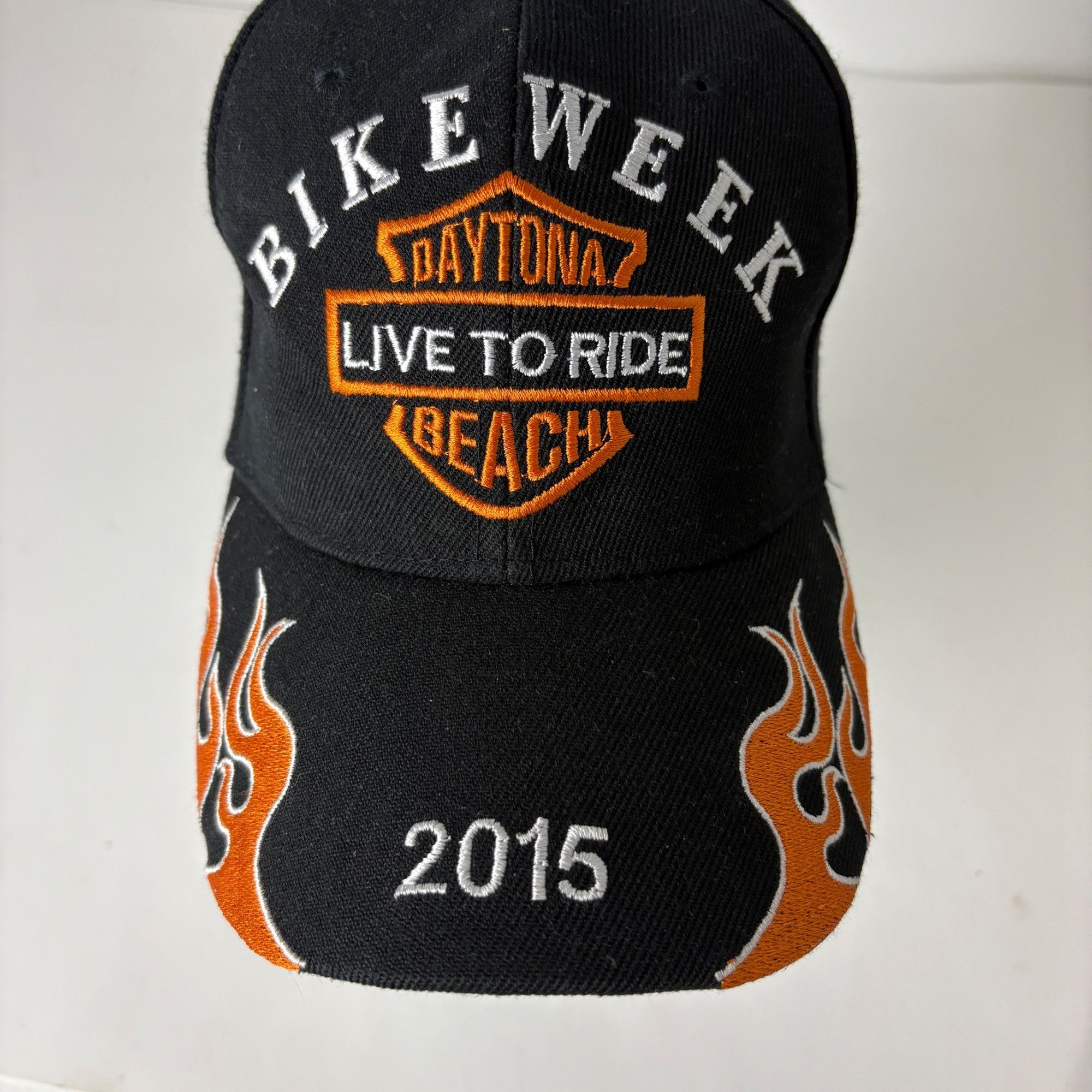 Daytona O/S - Daytona Beach 2015 Bike Week Black Hat with Flames Size ONE SIZE - 4 Thumbnail