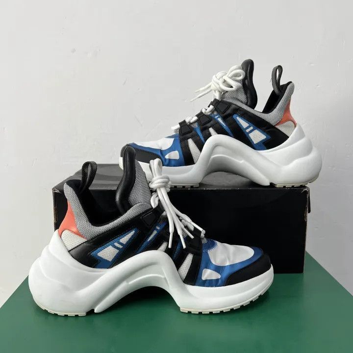 Louis Vuitton Louis Vuitton Leather Sneakers in White and Blue -2508 Size US 7.5 / EU 40-41 - 7 Thumbnail