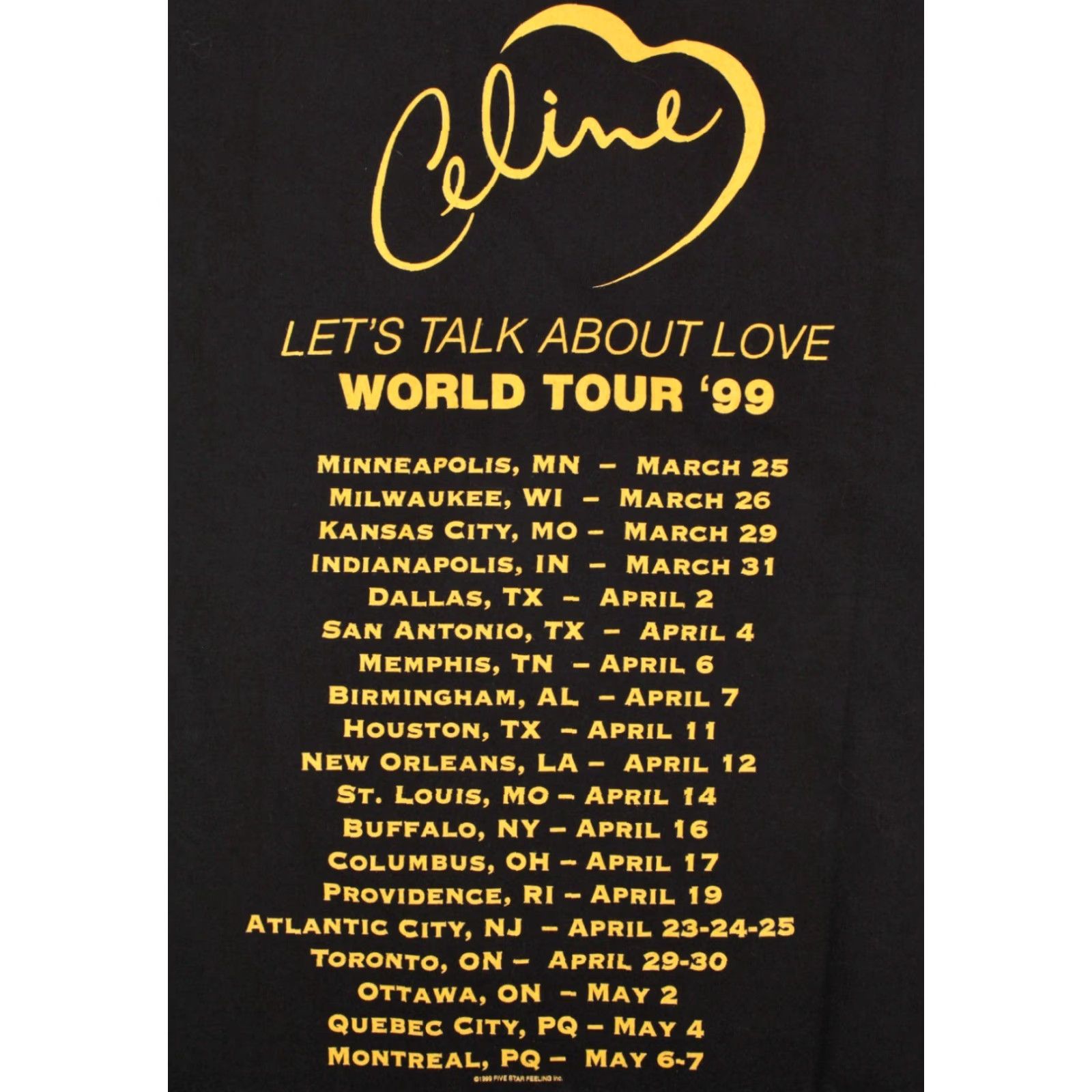 Celine VINTAGE Men’s Hyland 90s Celine Dion ’99 Tour Black TShirt XL Graphic Tee Mens Size US XL / EU 56 / 4 - 7 Thumbnail