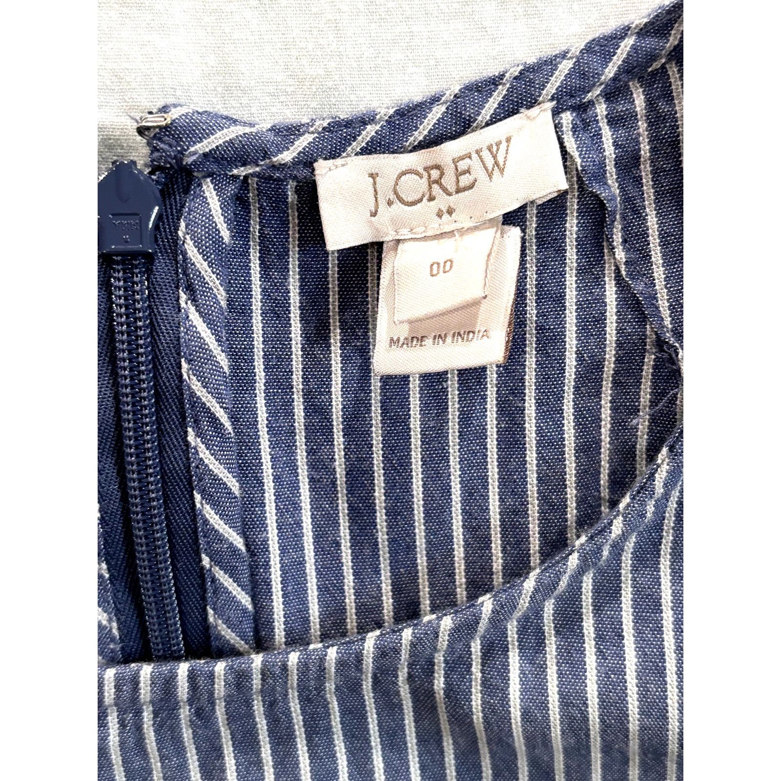 J.Crew J. CREW Pin Striped Bell Quarter Sleeve Cotton Shift Dress Size XS / US 0-2 / IT 36-38 - 4 Thumbnail