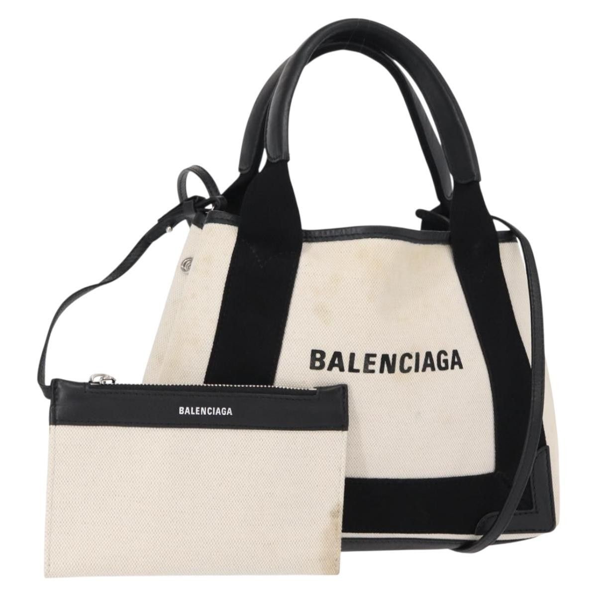 Balenciaga Balenciaga Navy Cabas Canvas with Leather Size ONE SIZE - 1 Thumbnail