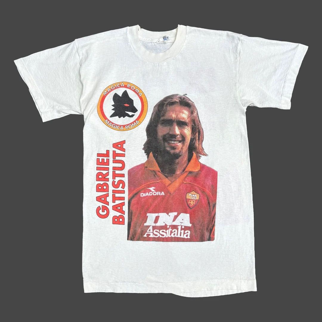 Vintage Gabriel Batistuta 1990 90s Vintage AS Roma Football T-Shirt Size US M / EU 48-50 / 2 - 1 Thumbnail