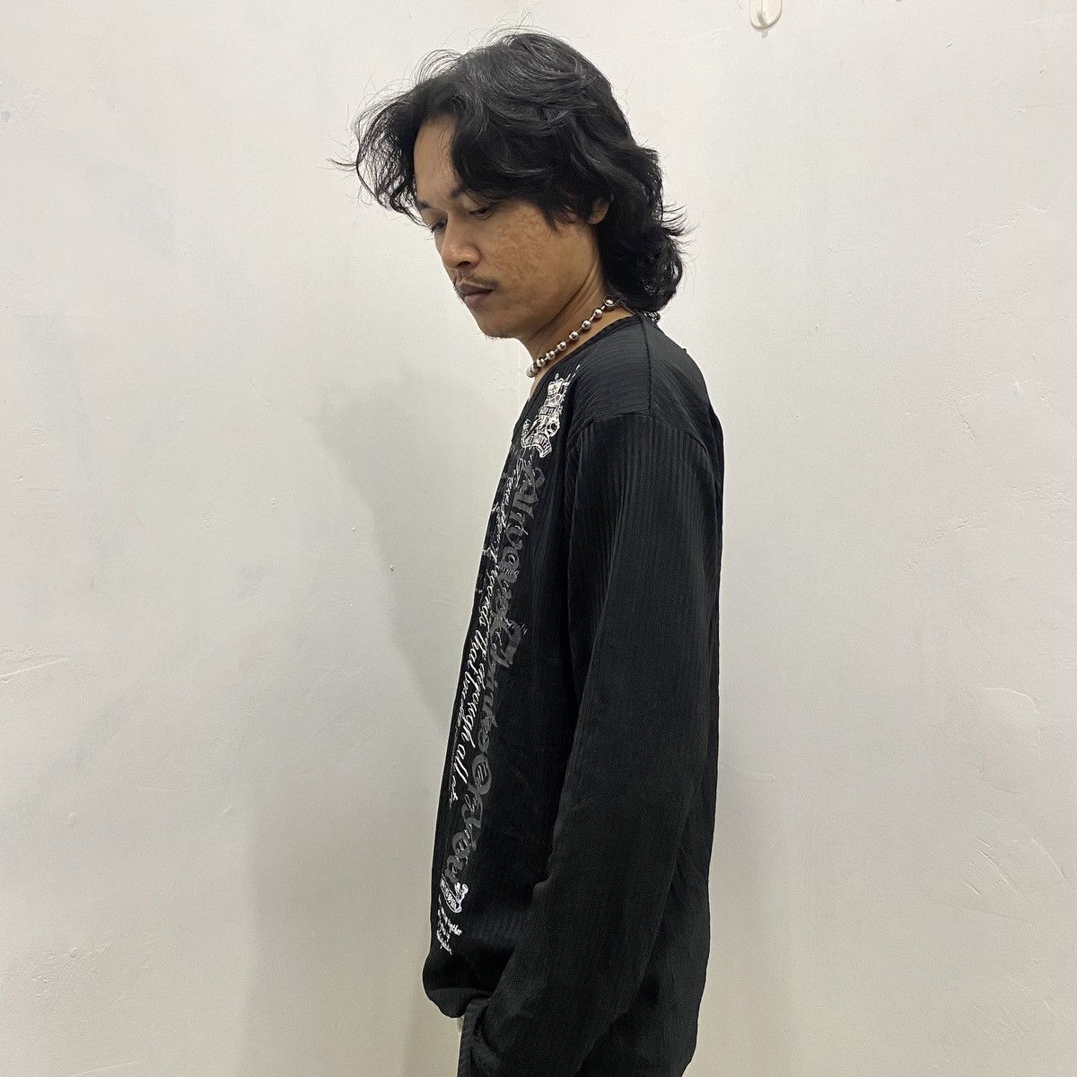 If Six Was Nine × Le Grande Bleu (L.G.B.) × Tornado Mart Japanese Poem Moderate Growth Goth Style Long Sleeve Tees Size US L / EU 52-54 / 3 - 3 Thumbnail