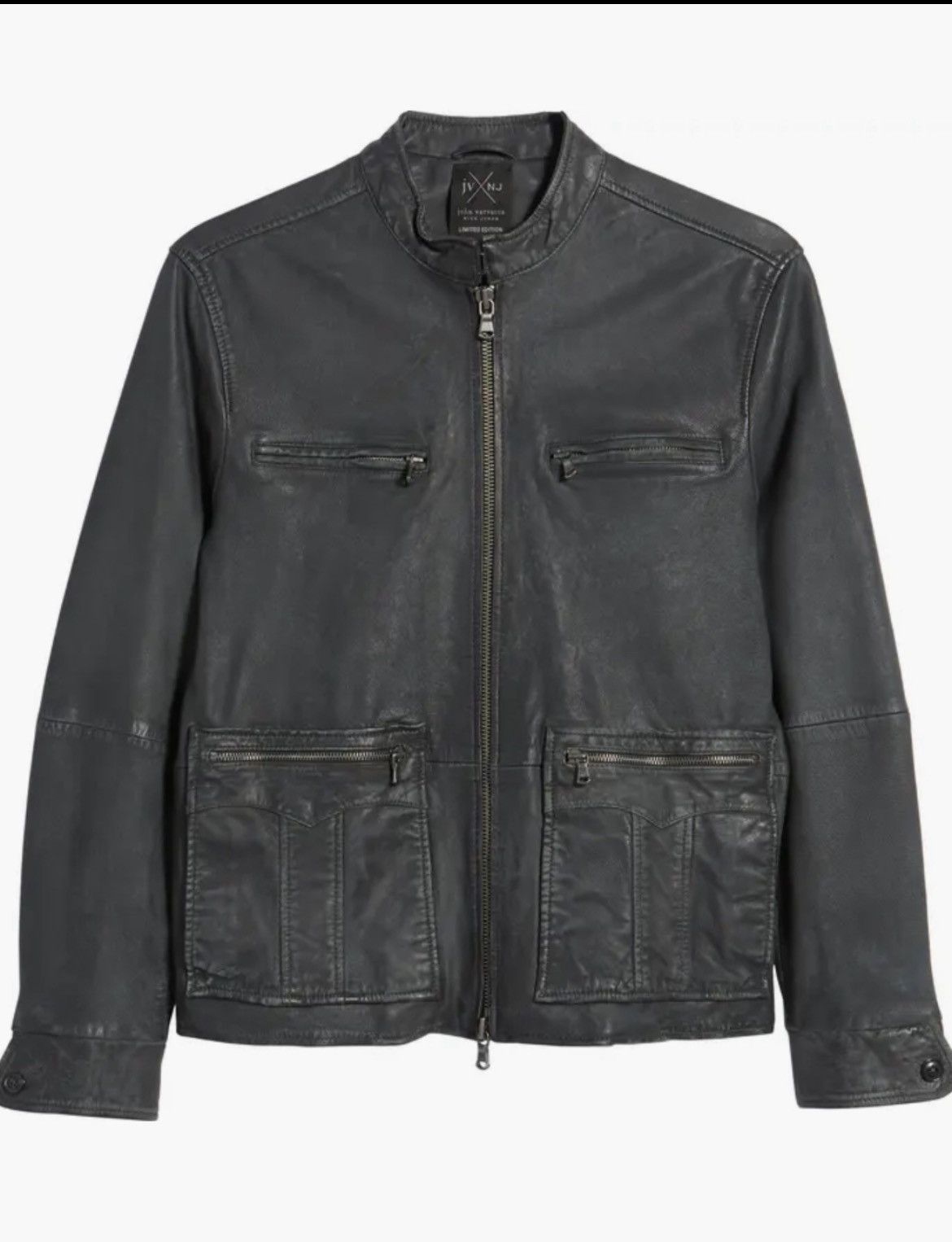 John Varvatos Nick Jonas Distressed Leather Racer Jacket Large Size US L / EU 52-54 / 3 - 8 Thumbnail