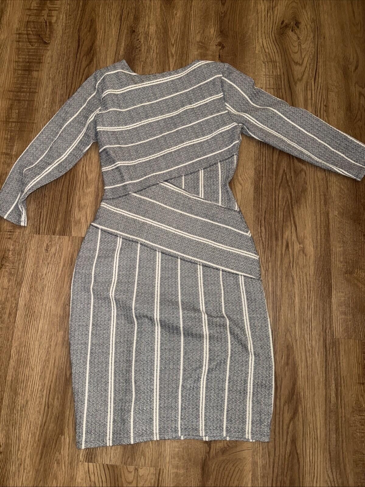 Other Maeve Wrapped Stripe Column Dress Anthropologie Gray Navy Size S / US 4 / IT 40 - 6 Thumbnail