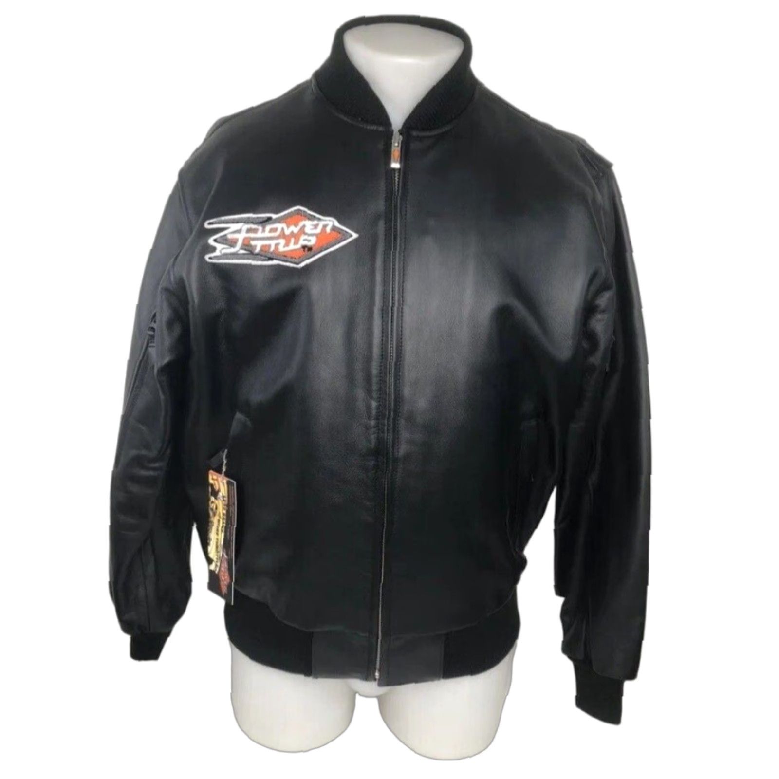Vintage POWER TRIP Leather Motorcycle Biker Mens M Bomber Jacket Black Size US M / EU 48-50 / 2 - 1 Thumbnail